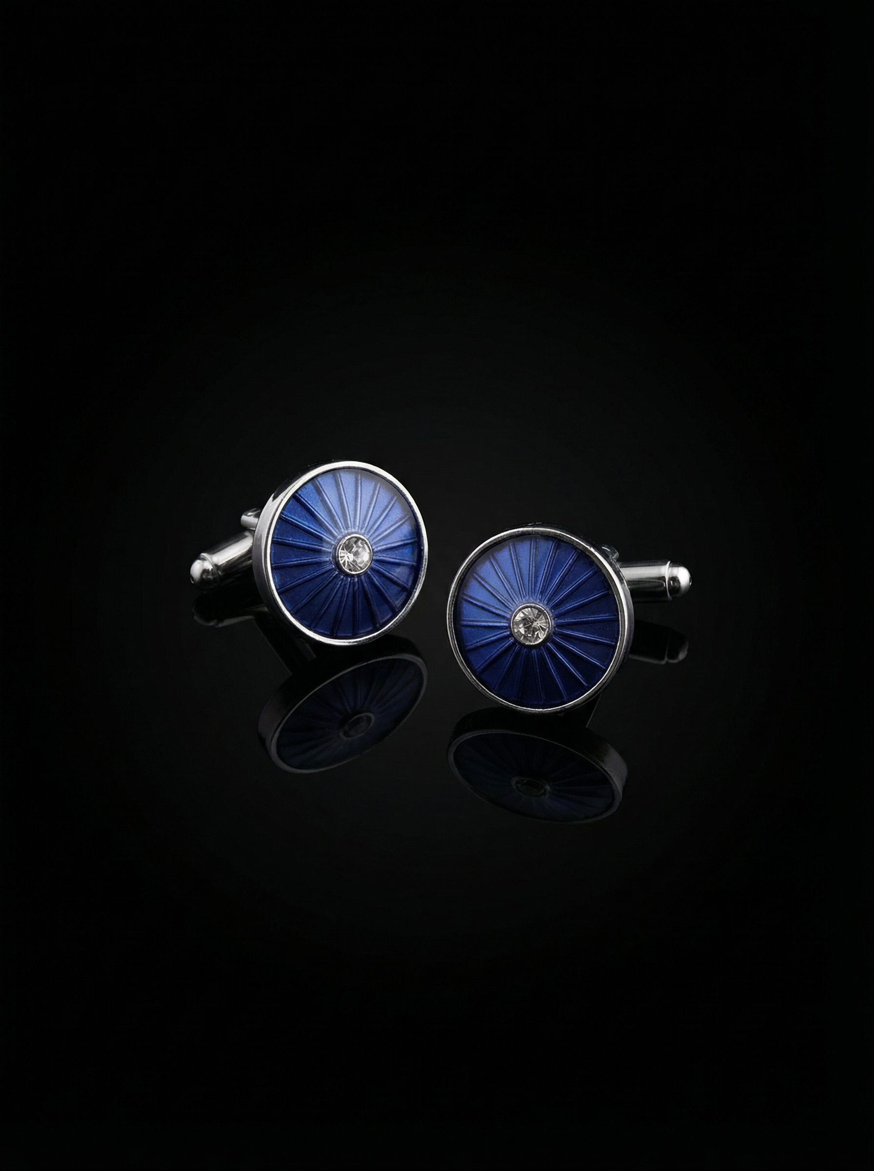 Cobalt Sunburst Crystal Cufflinks Tivaaro