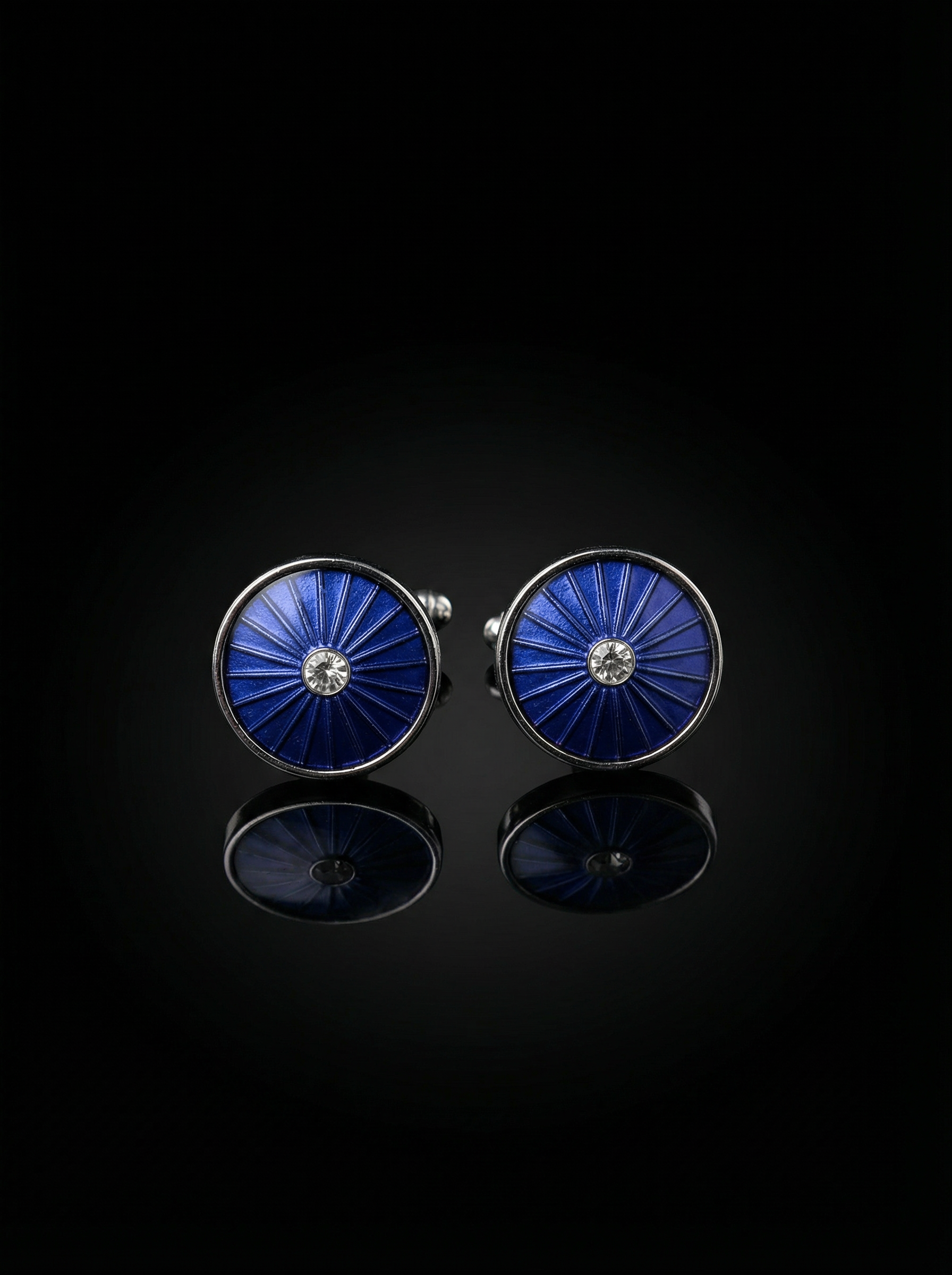 Cobalt Sunburst Crystal Cufflinks Tivaaro