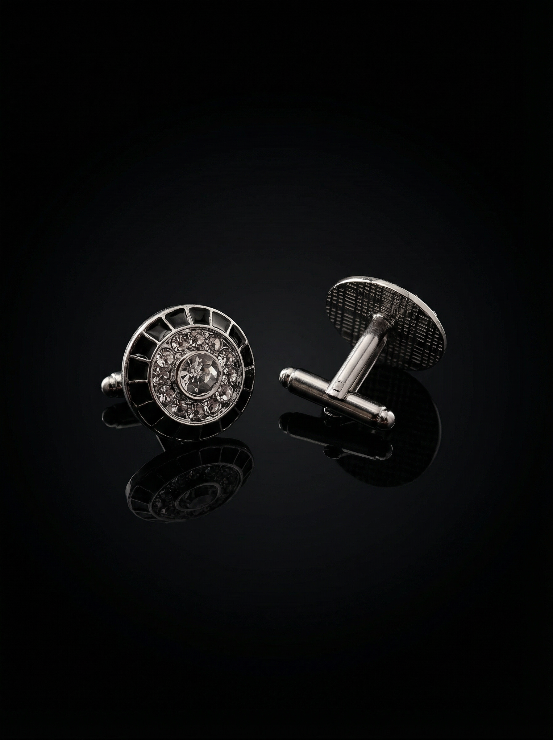 Crystal Black Cufflinks Tivaaro