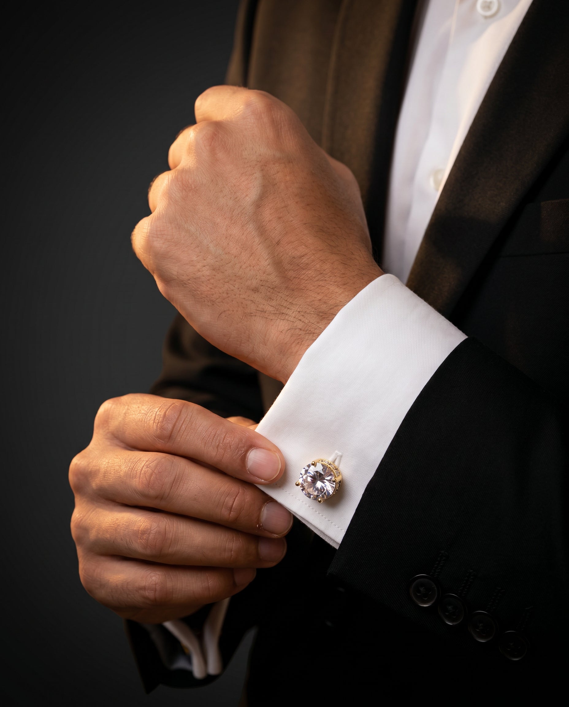 Crystal Solitaire Cufflinks by Tivaaro