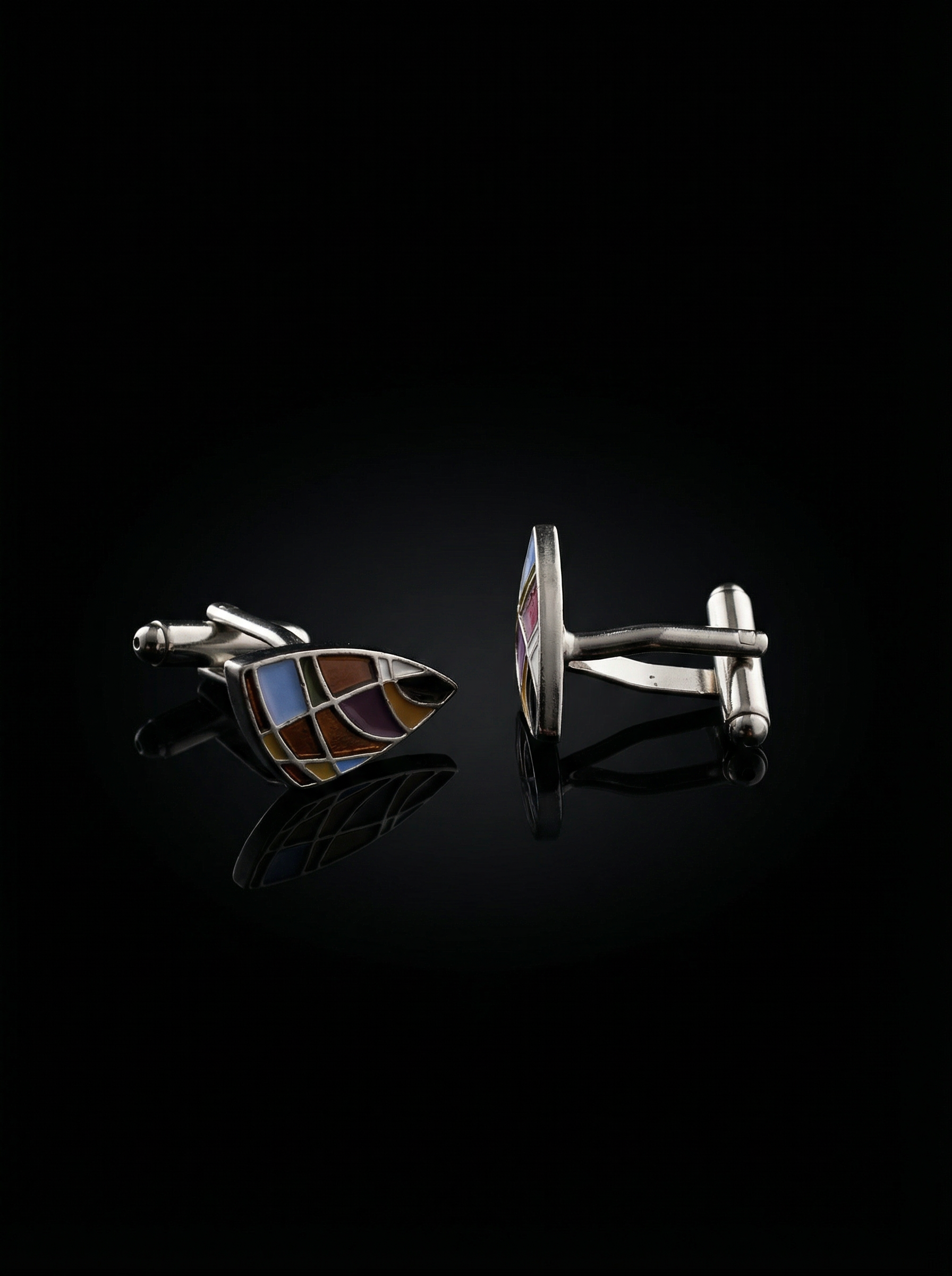 Curved Abstract Multicolor Cufflinks Tivaaro