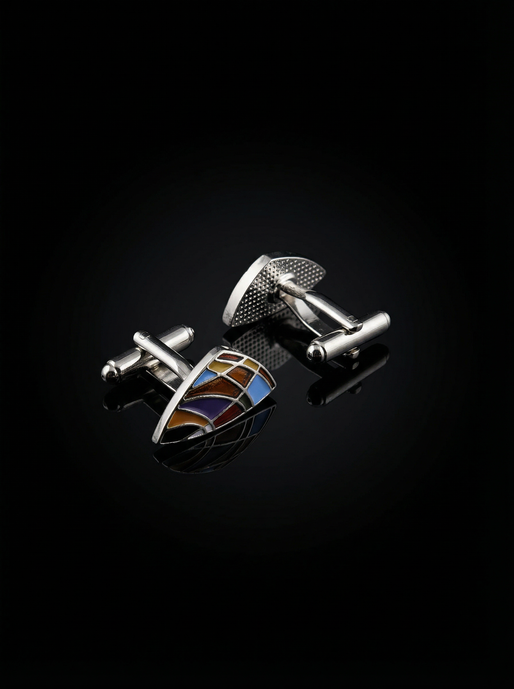 Curved Abstract Multicolor Cufflinks Tivaaro