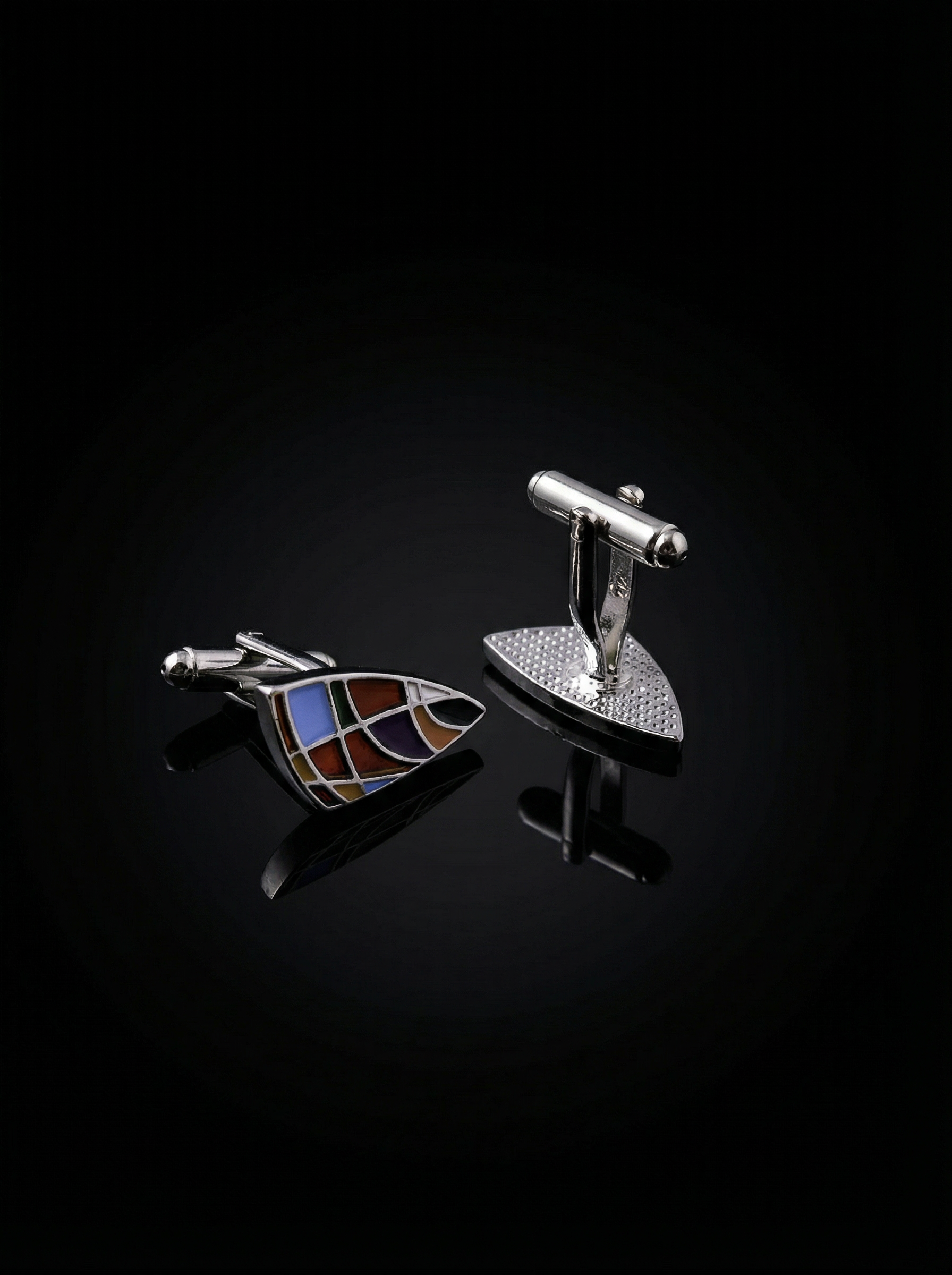 Curved Abstract Multicolor Cufflinks Tivaaro