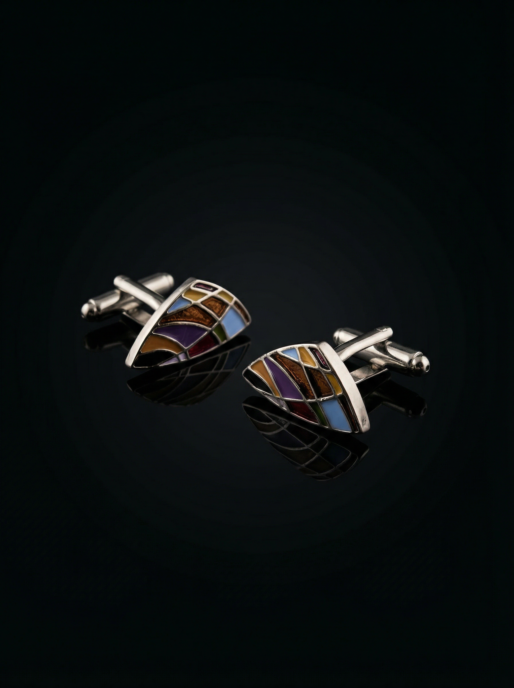 Curved Abstract Multicolor Cufflinks Tivaaro