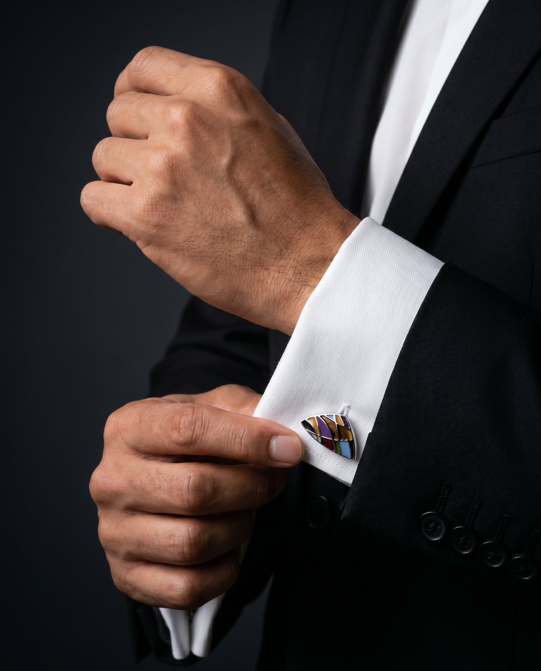 Curved Abstract Multicolor Cufflinks by Tivaaro