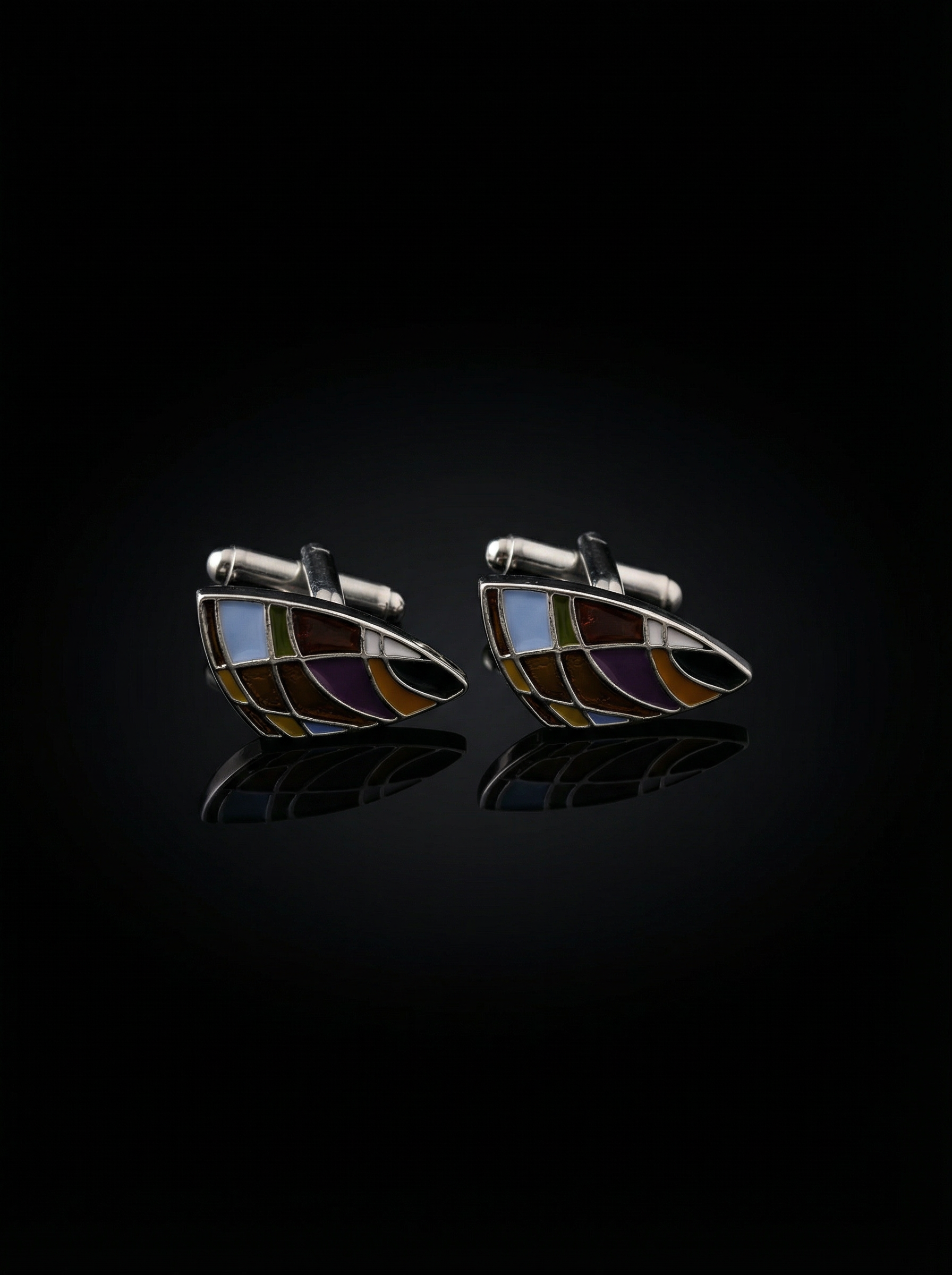 Curved Abstract Multicolor Cufflinks Tivaaro