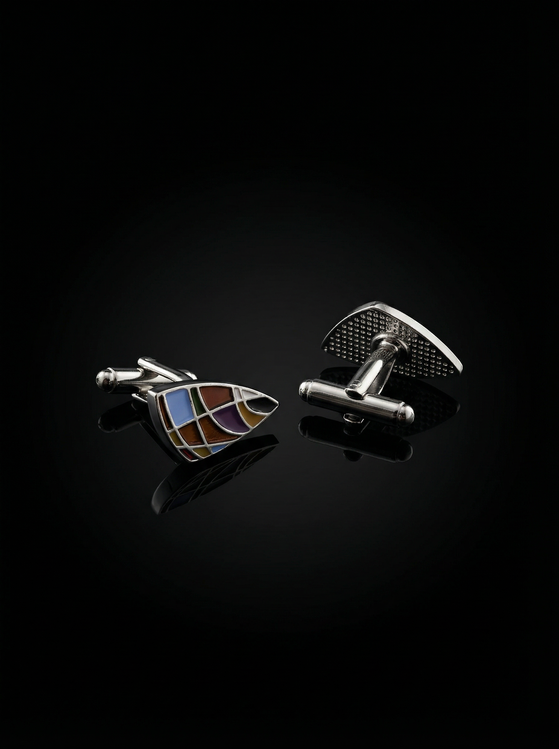 Curved Abstract Multicolor Cufflinks Tivaaro