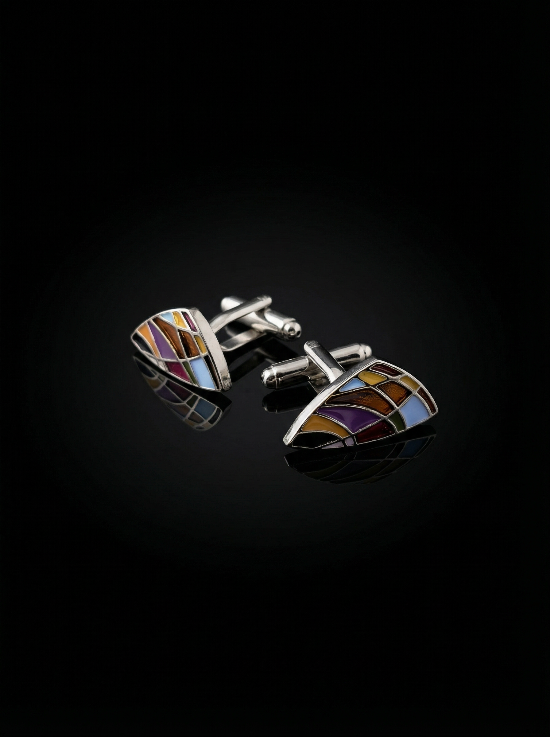 Curved Abstract Multicolor Cufflinks Tivaaro