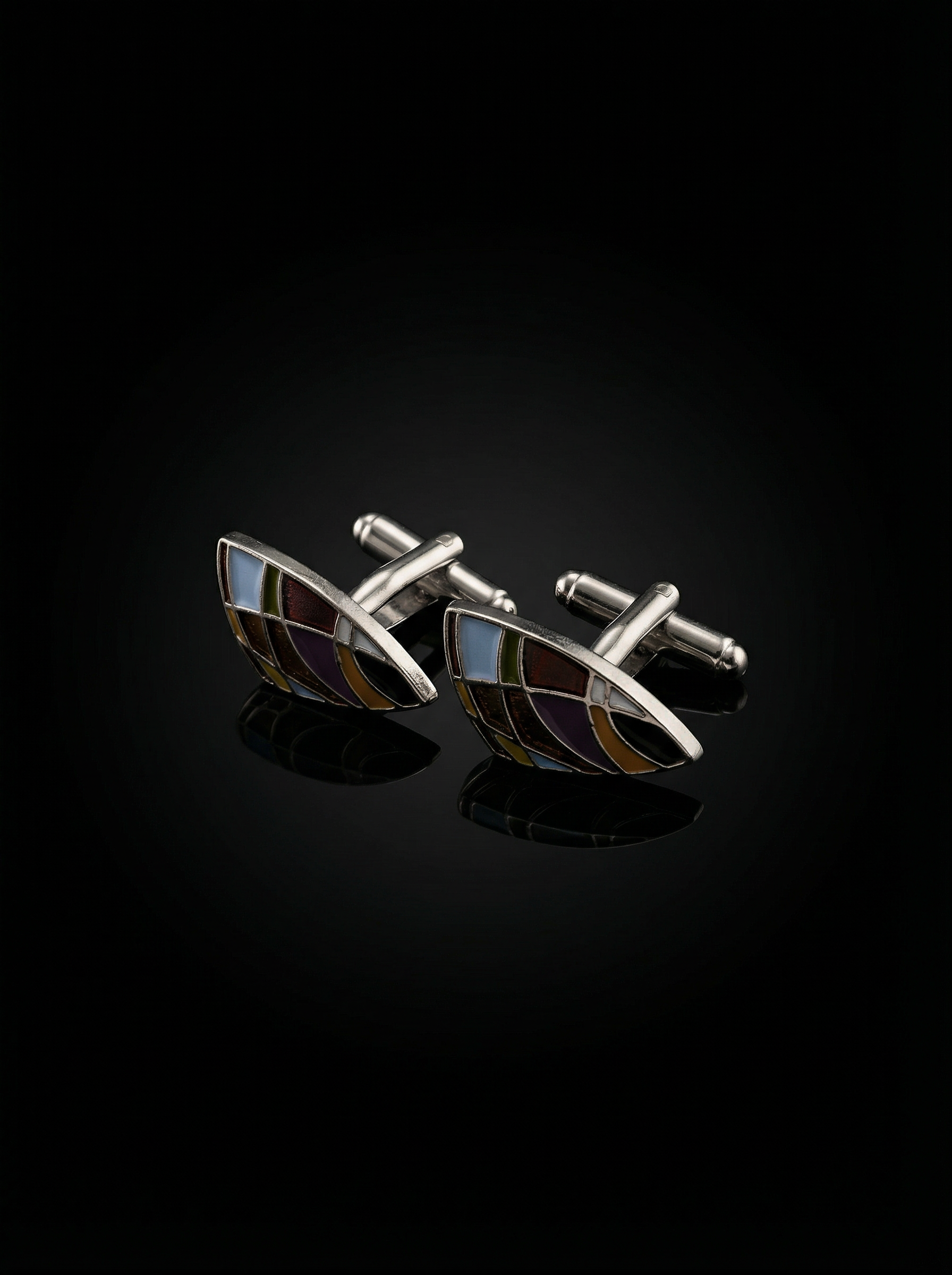 Curved Abstract Multicolor Cufflinks Tivaaro