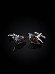 Curved Abstract Multicolor Cufflinks Tivaaro