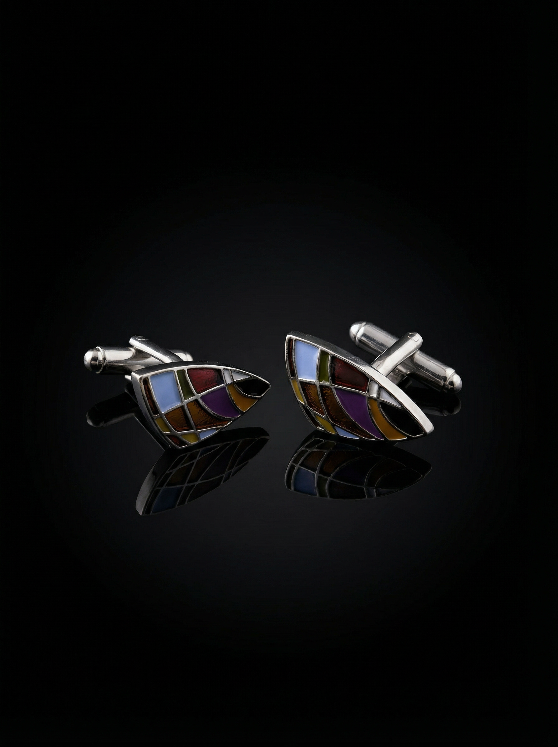 Curved Abstract Multicolor Cufflinks Tivaaro