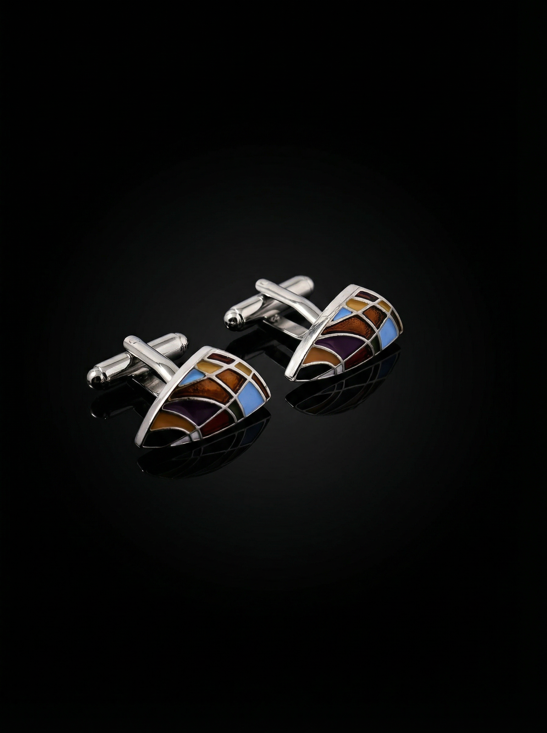 Curved Abstract Multicolor Cufflinks Tivaaro