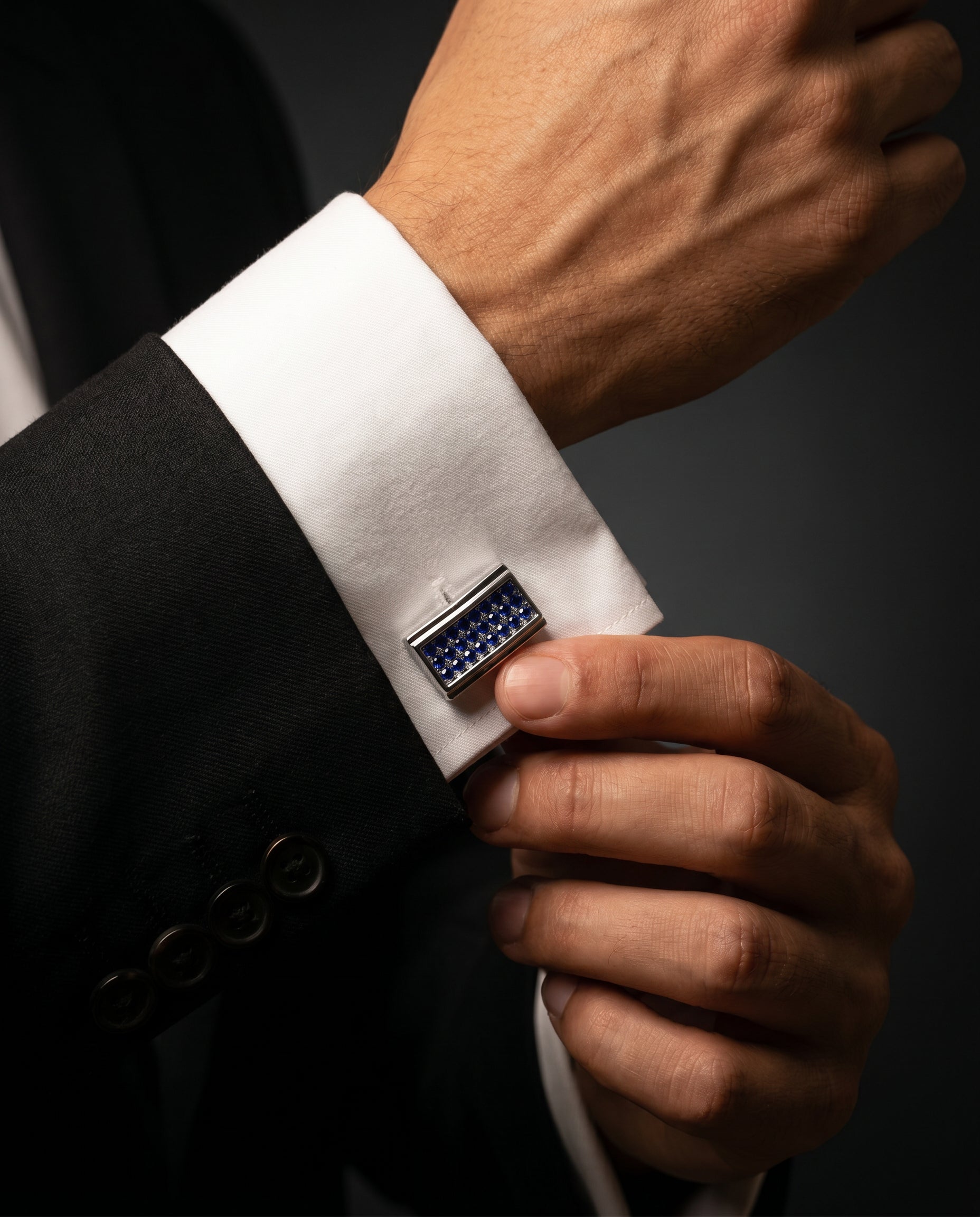 Curved Crystal Cufflinks by Tivaaro