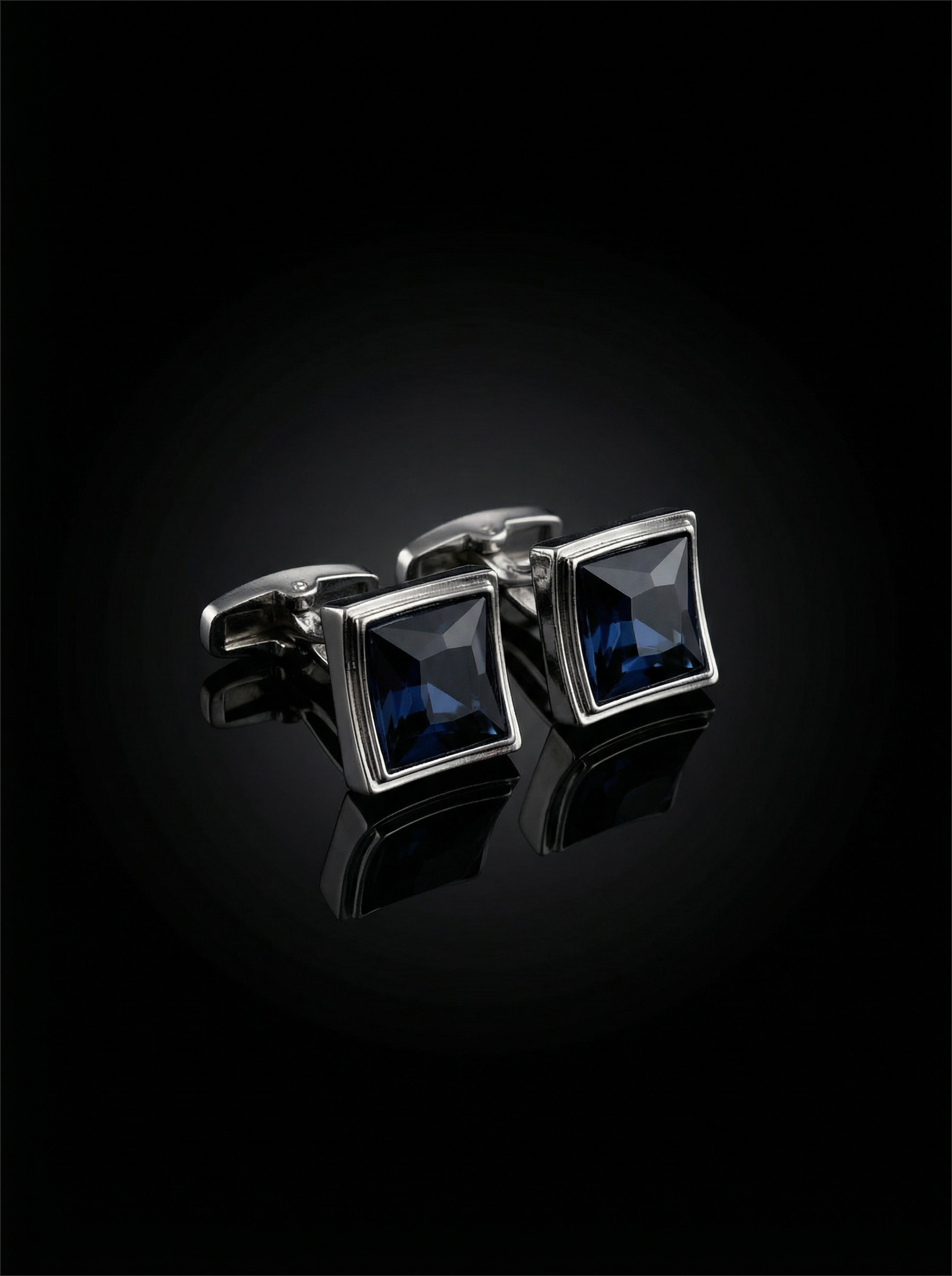 Deep Blue Crystal Cufflinks Tivaaro