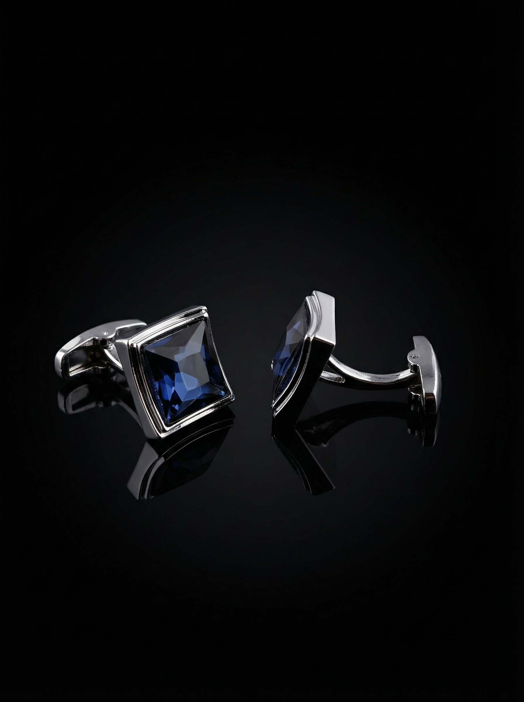 Deep Blue Crystal Cufflinks Tivaaro