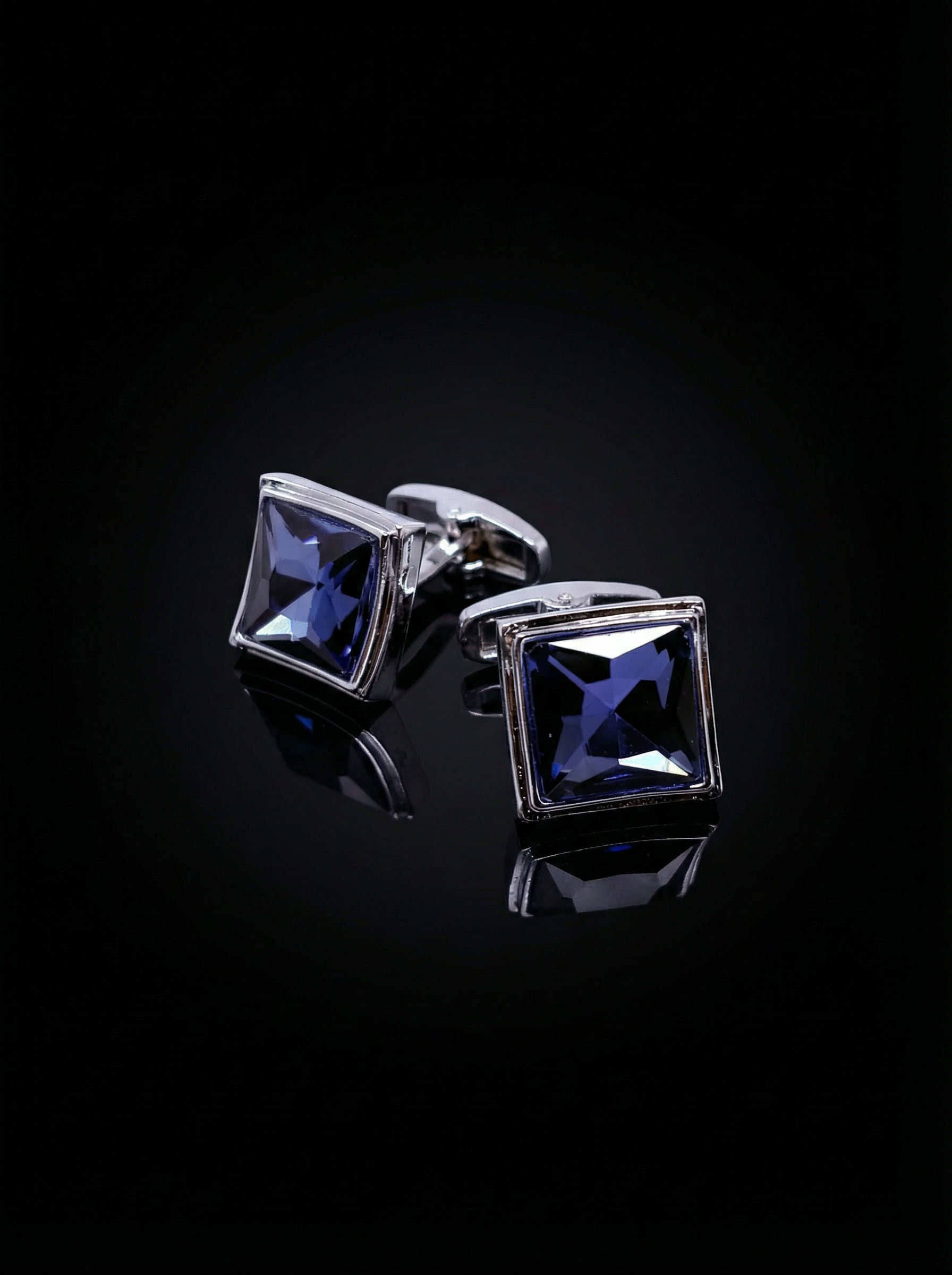 Deep Blue Crystal Cufflinks Tivaaro