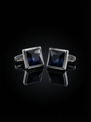 Deep Blue Crystal Cufflinks Tivaaro