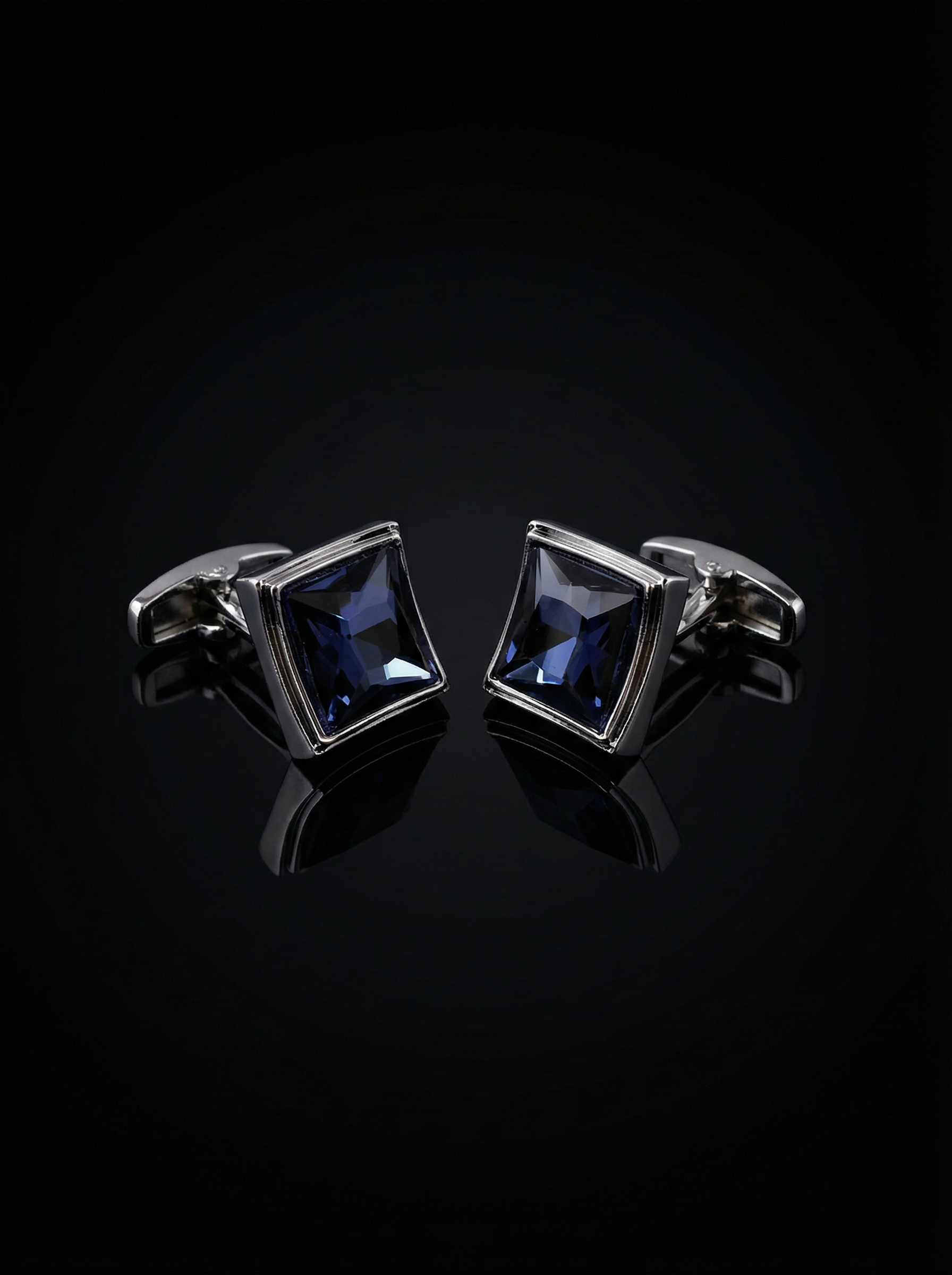Deep Blue Crystal Cufflinks Tivaaro