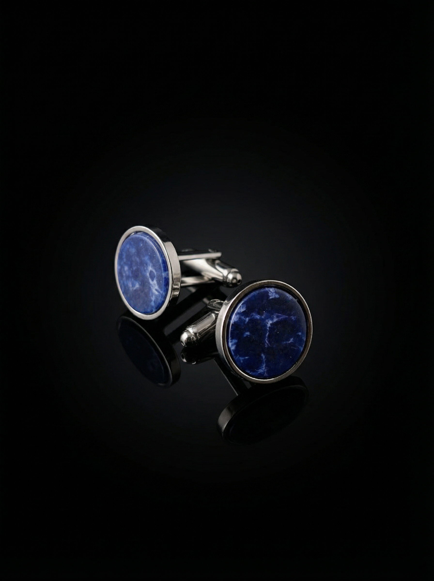 Deep Blue Marble Stone Cufflinks Tivaaro