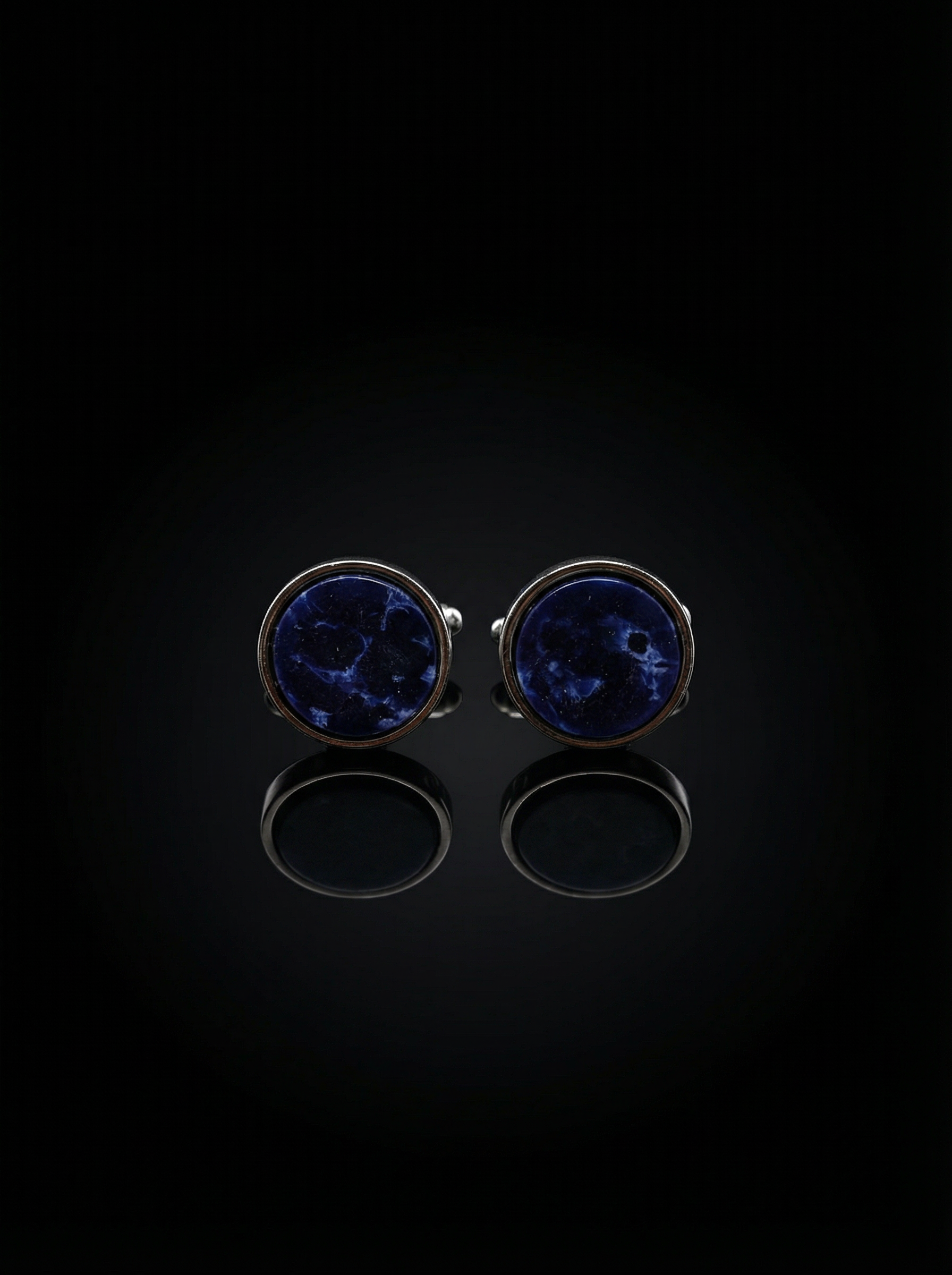 Deep Blue Marble Stone Cufflinks Tivaaro