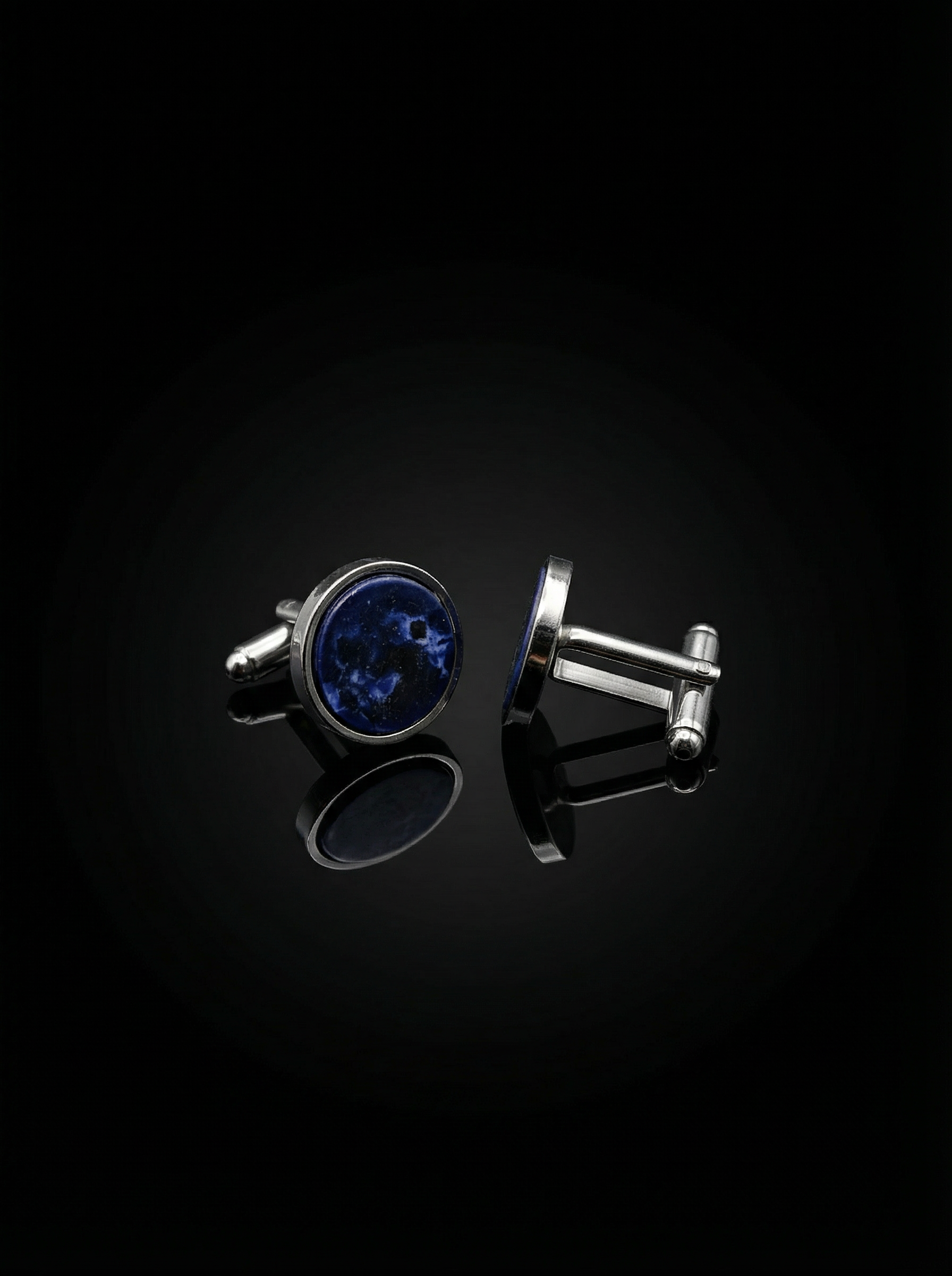 Deep Blue Marble Stone Cufflinks Tivaaro