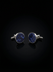 Deep Blue Marble Stone Cufflinks Tivaaro