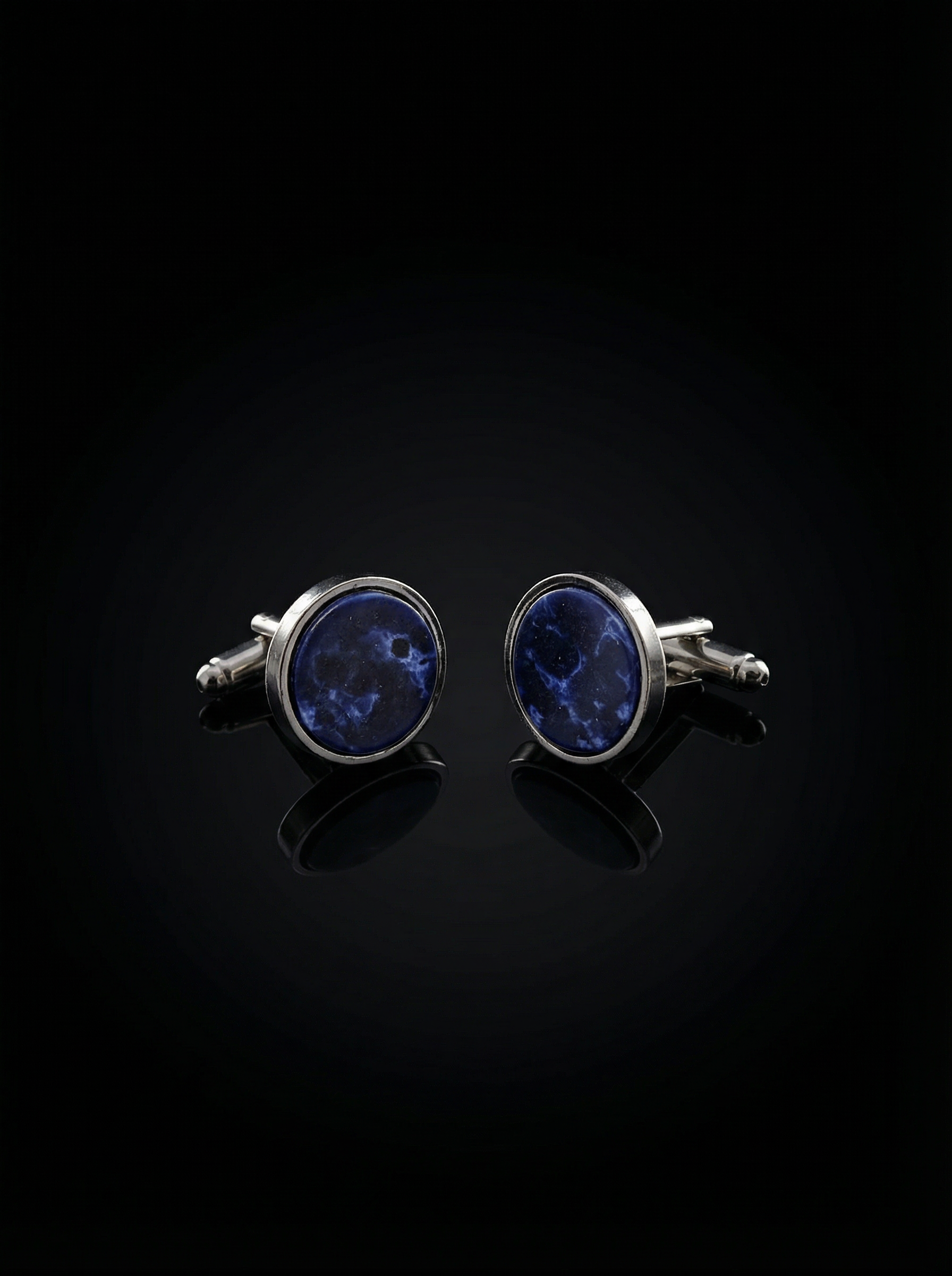 Deep Blue Marble Stone Cufflinks Tivaaro