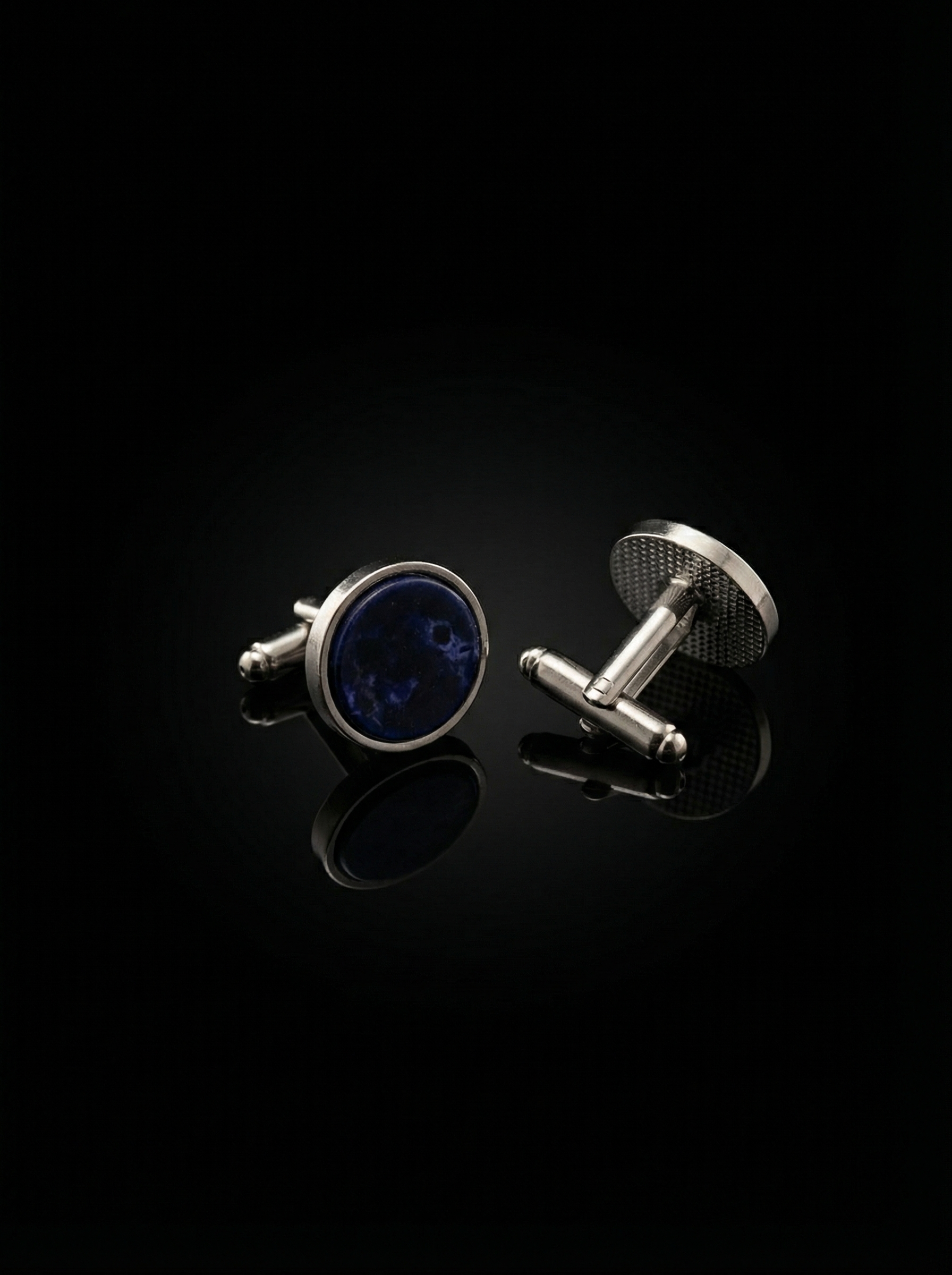 Deep Blue Marble Stone Cufflinks Tivaaro