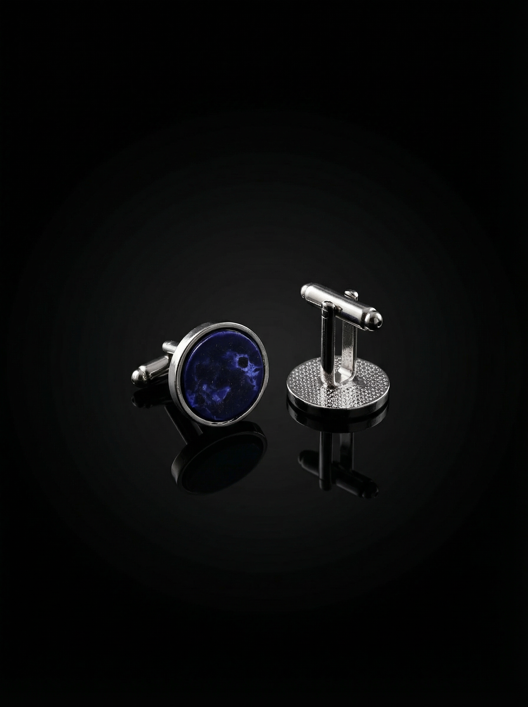Deep Blue Marble Stone Cufflinks Tivaaro