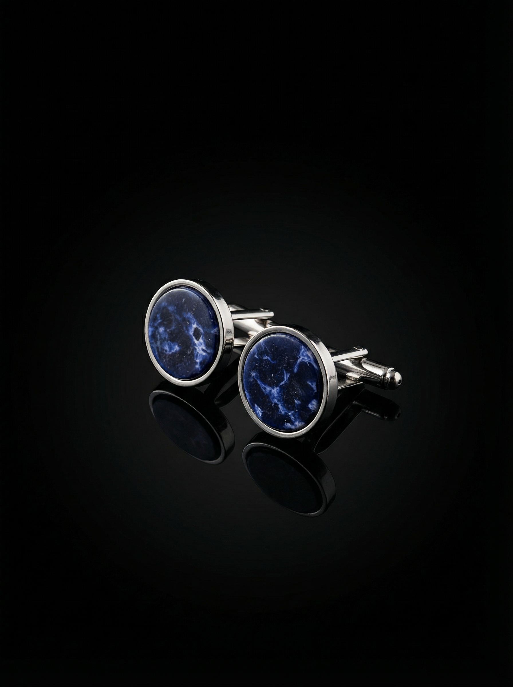 Deep Blue Marble Stone Cufflinks Tivaaro