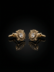 Engraved Floral Crystal Cufflinks Tivaaro