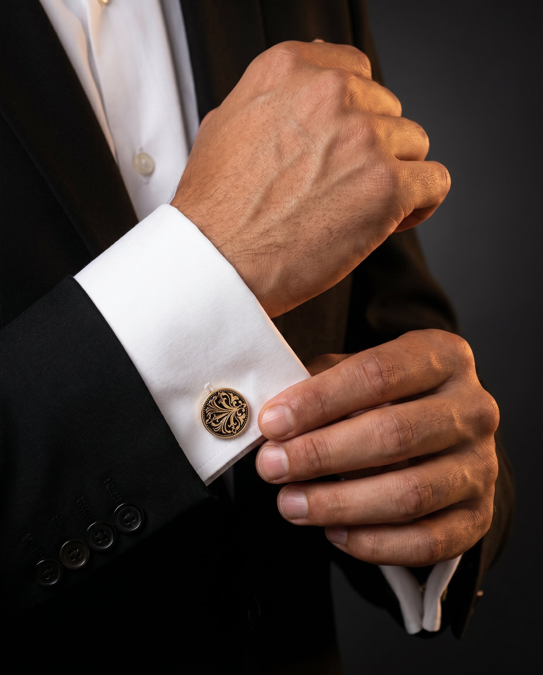Engraved Ornamental Swirl Cufflinks