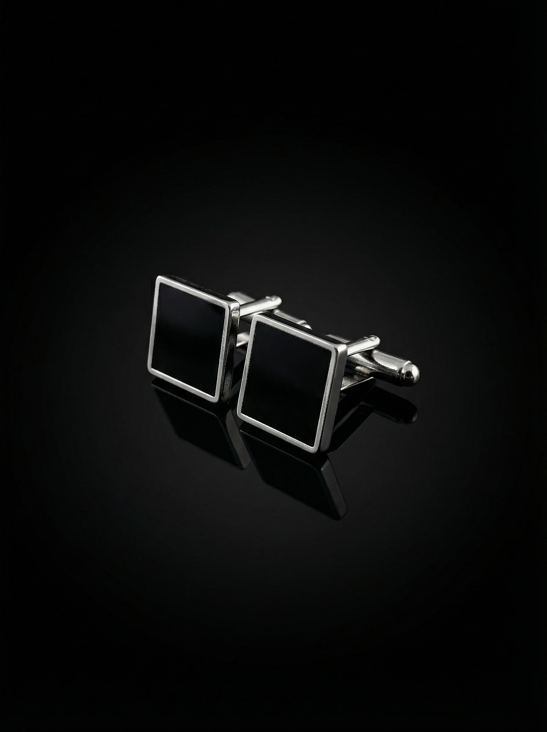 Framed Glossy Black Cufflinks Tivaaro