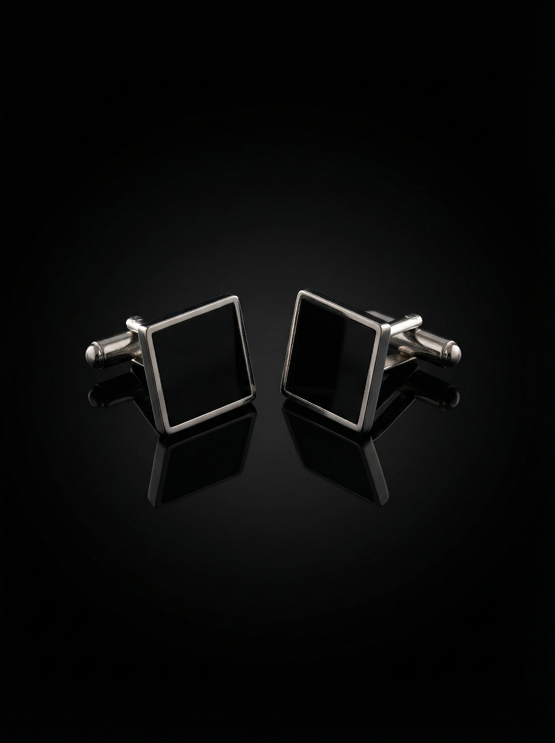 Framed Glossy Black Cufflinks Tivaaro