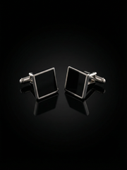 Framed Glossy Black Cufflinks Tivaaro