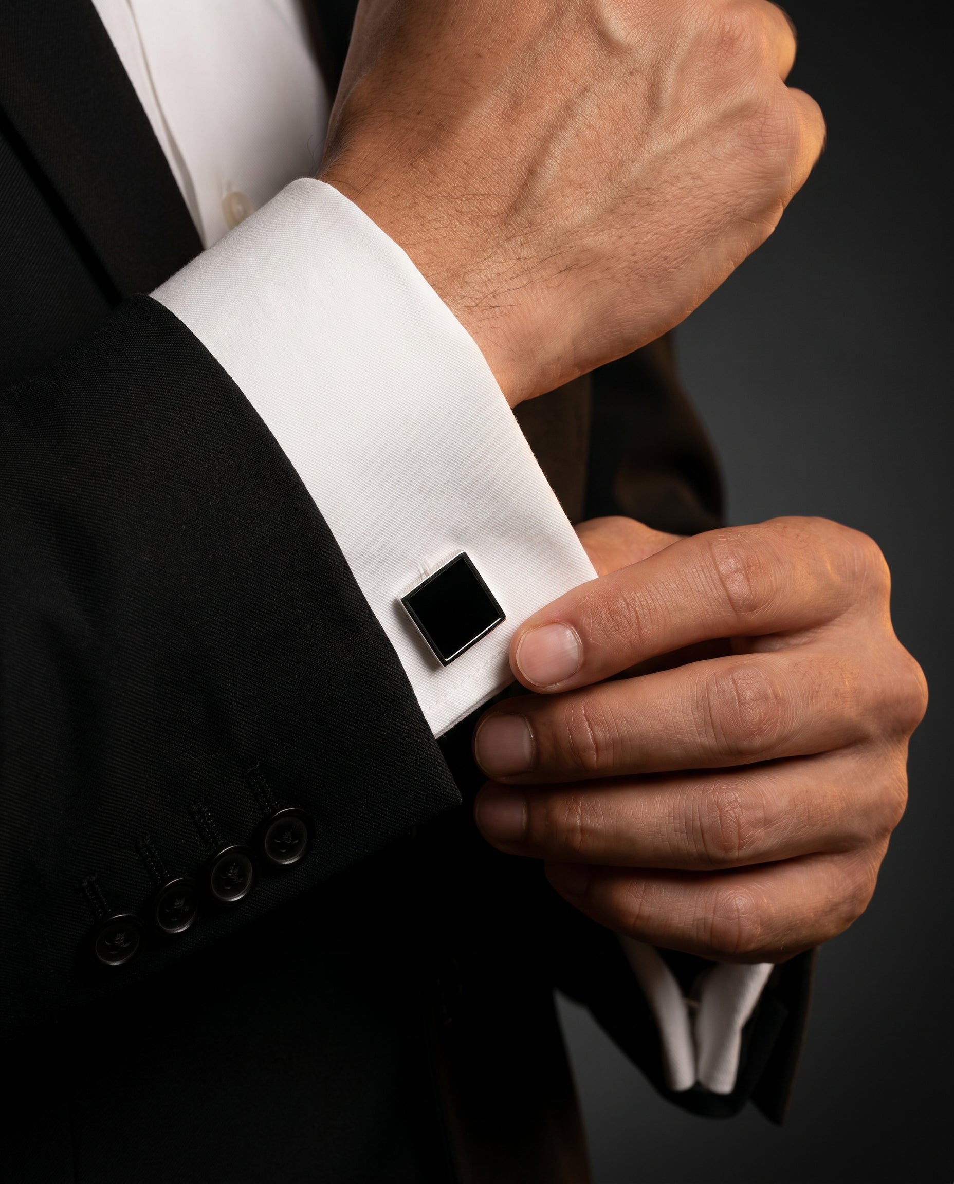 Framed Glossy Black Cufflinks