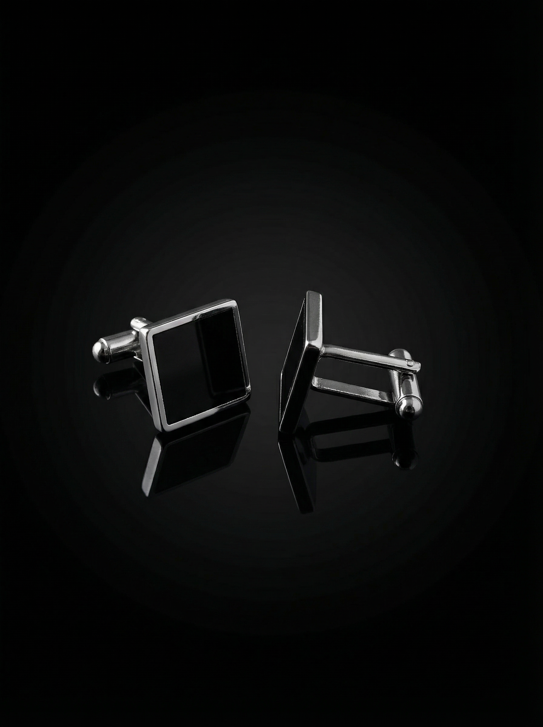 Framed Glossy Black Cufflinks Tivaaro