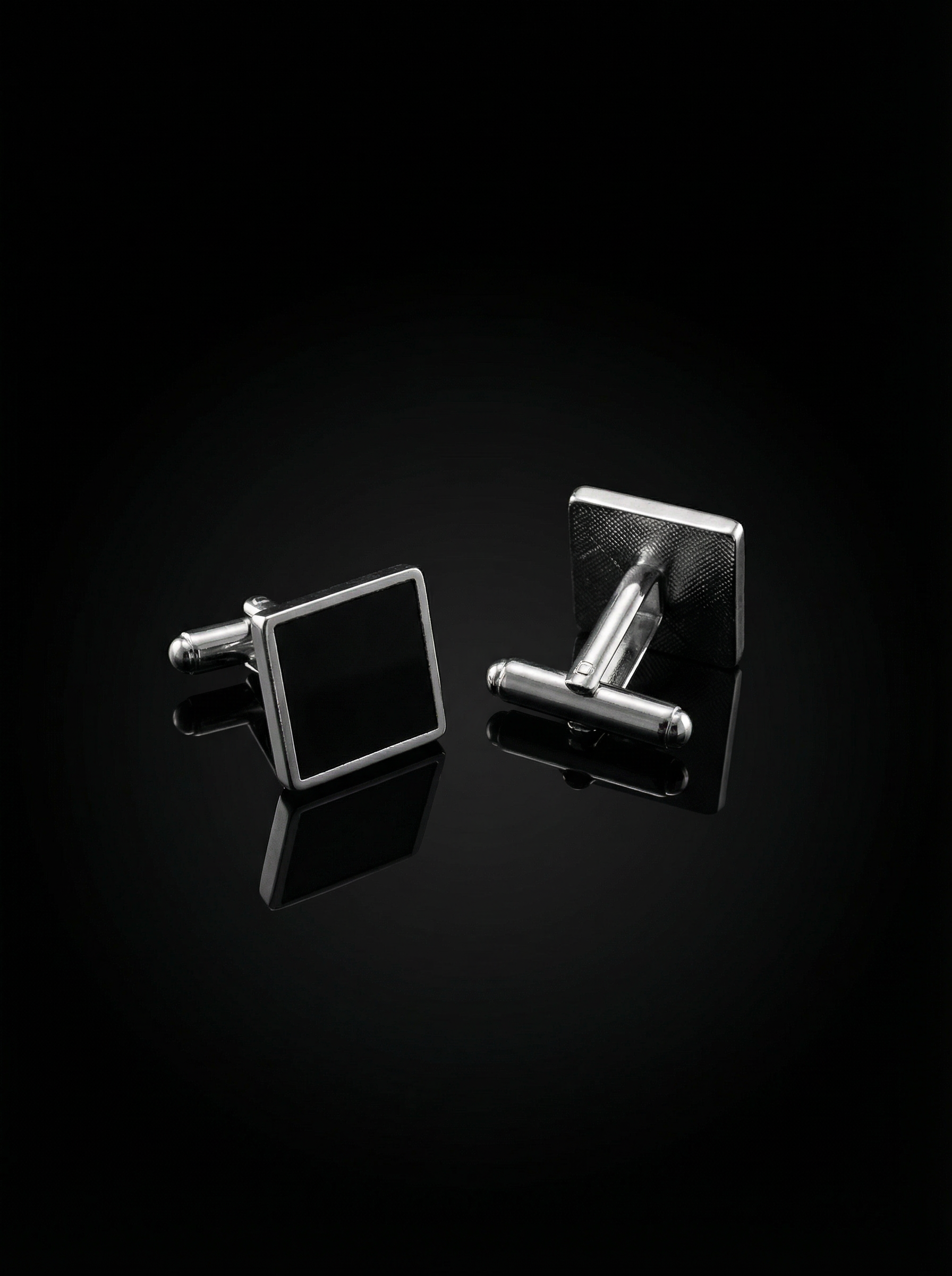 Framed Glossy Black Cufflinks Tivaaro