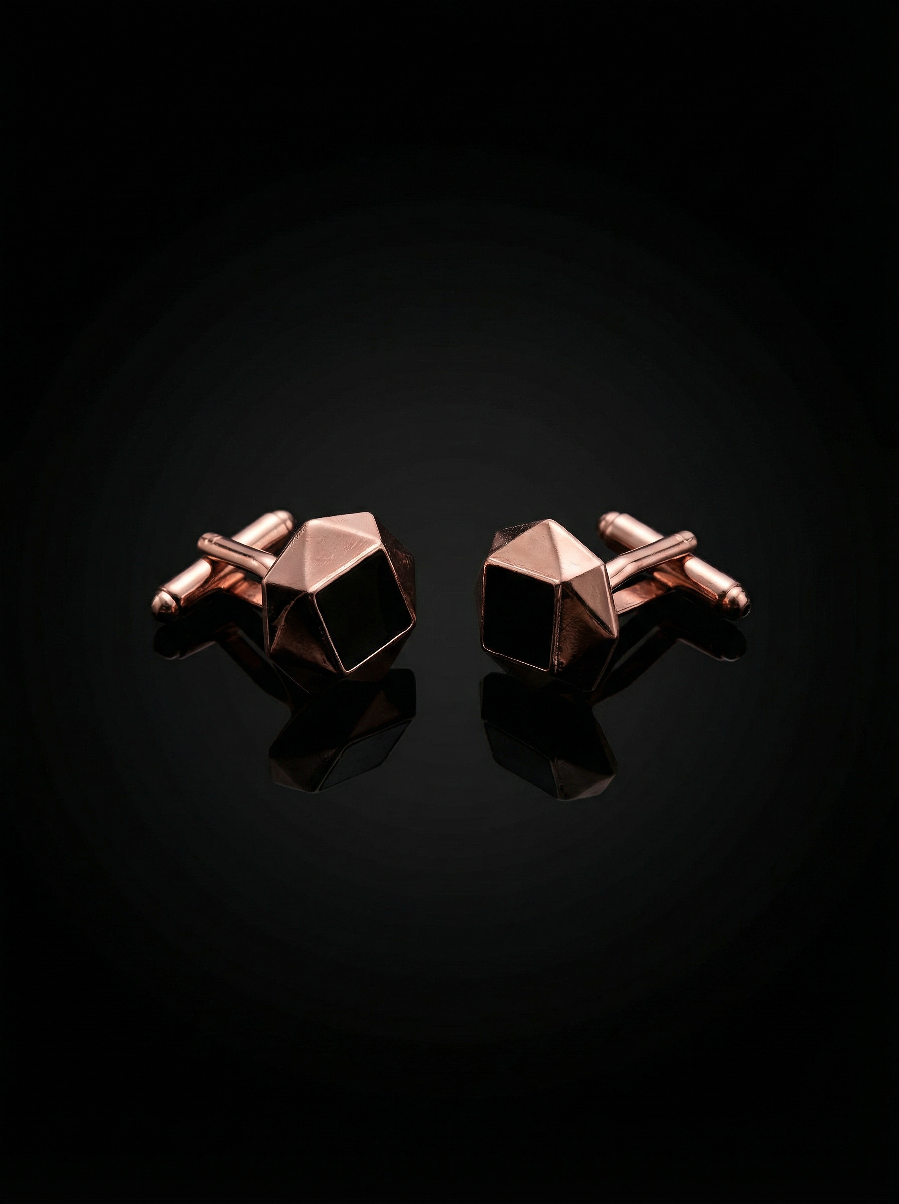 Geometric Rose Gold Black Cufflinks