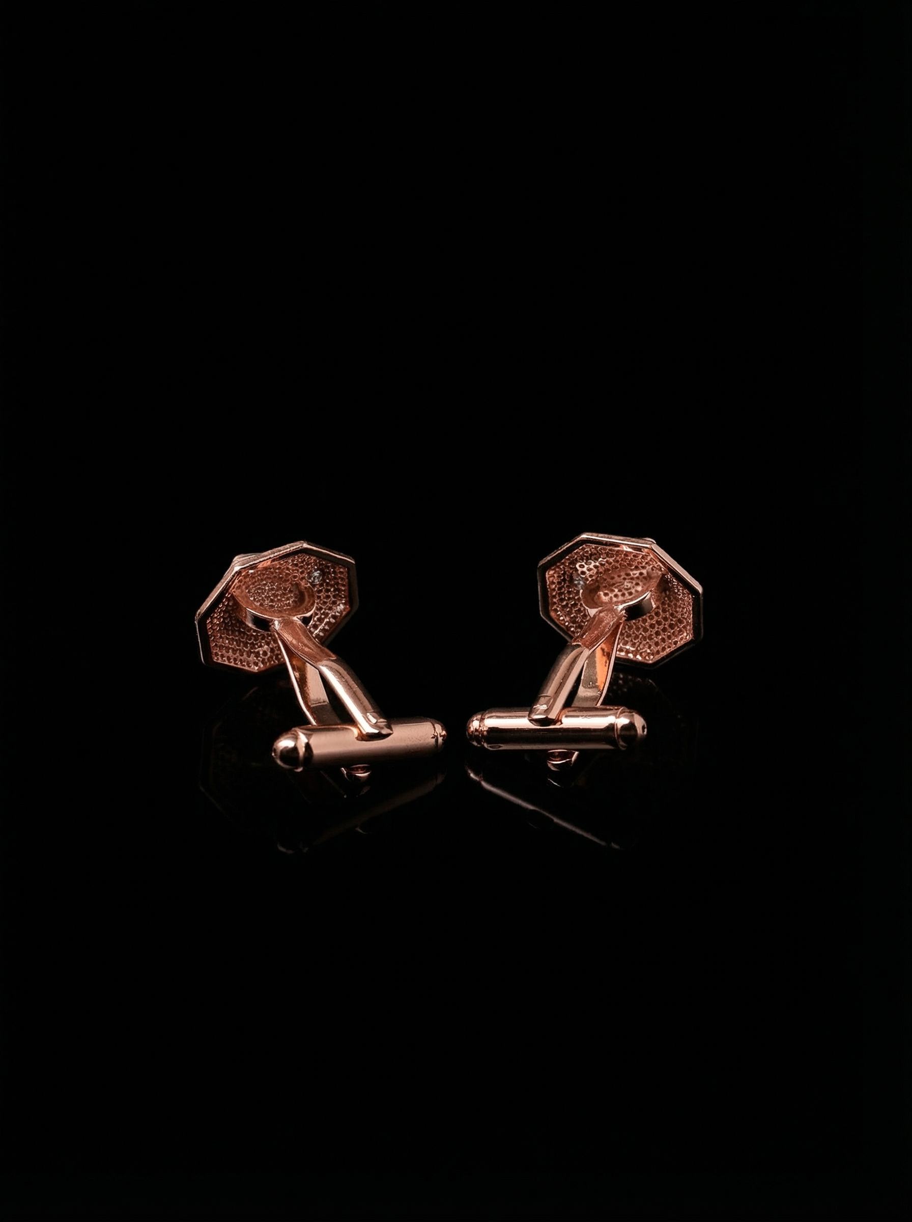 Geometric Rose Gold Black Cufflinks