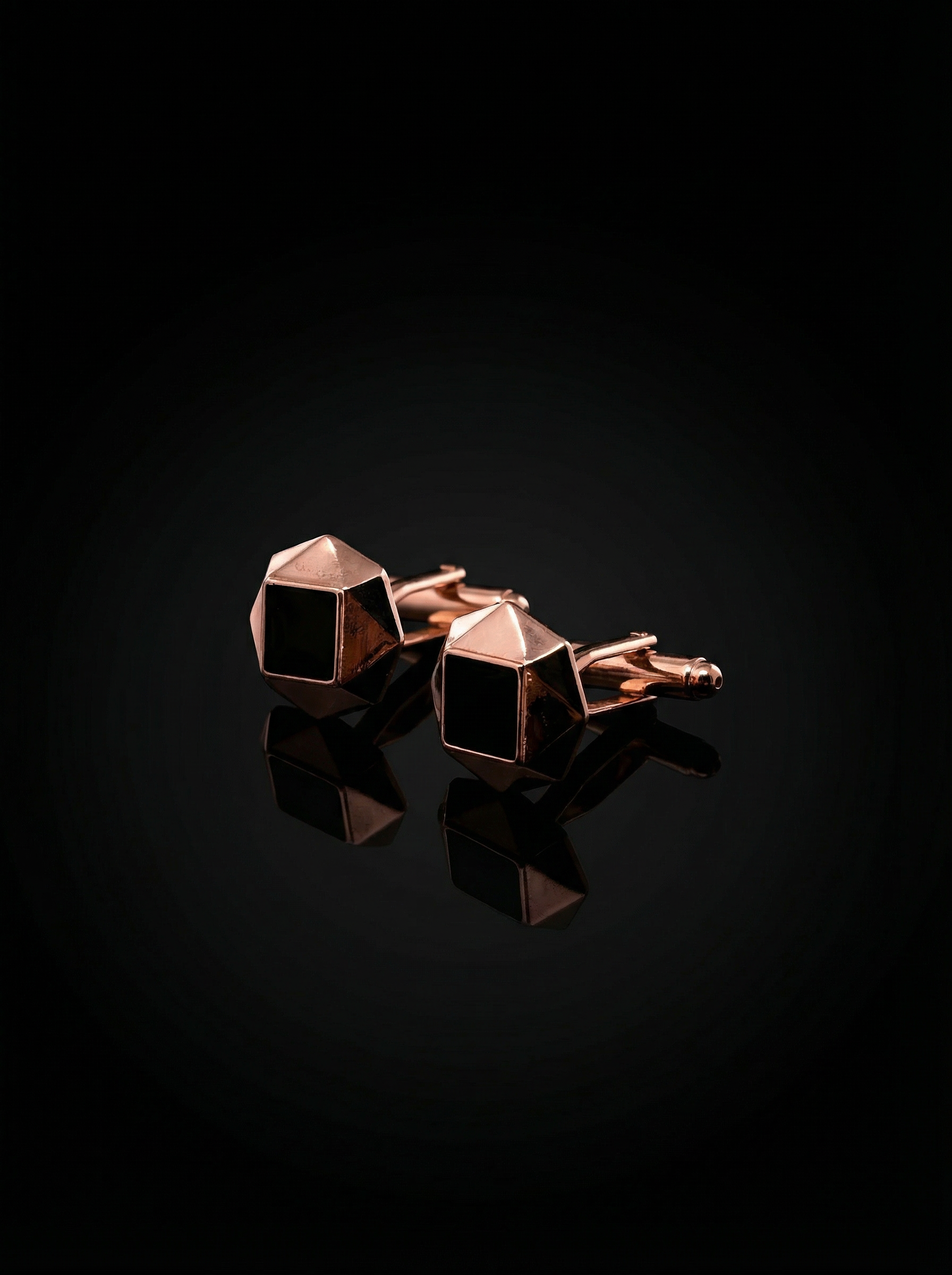 Geometric Rose Gold Black Cufflinks