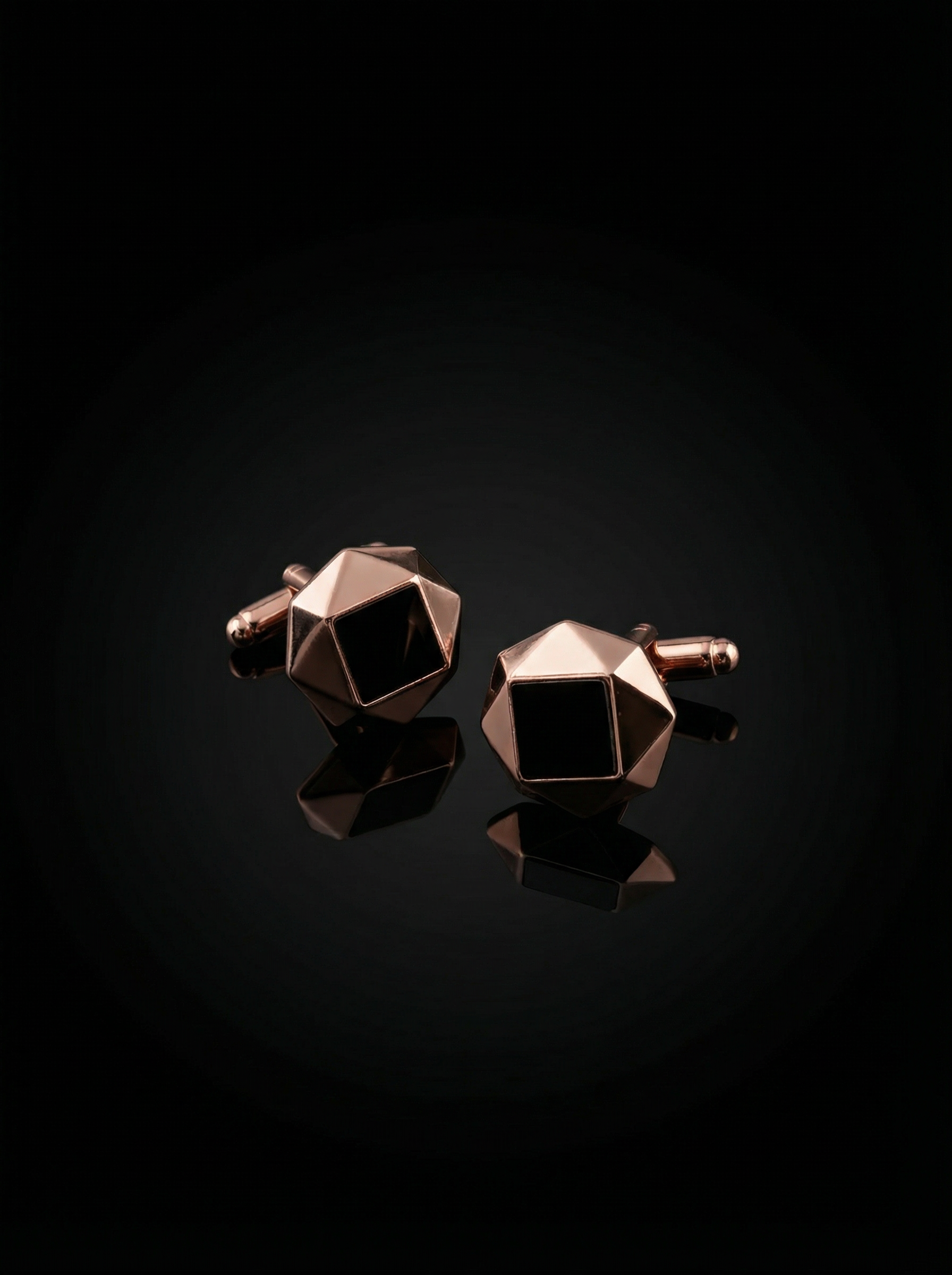 Geometric Rose Gold Black Cufflinks