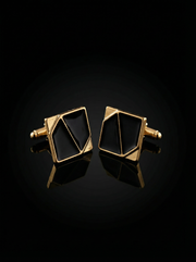 Geometric Black Enamel Cufflinks Tivaaro