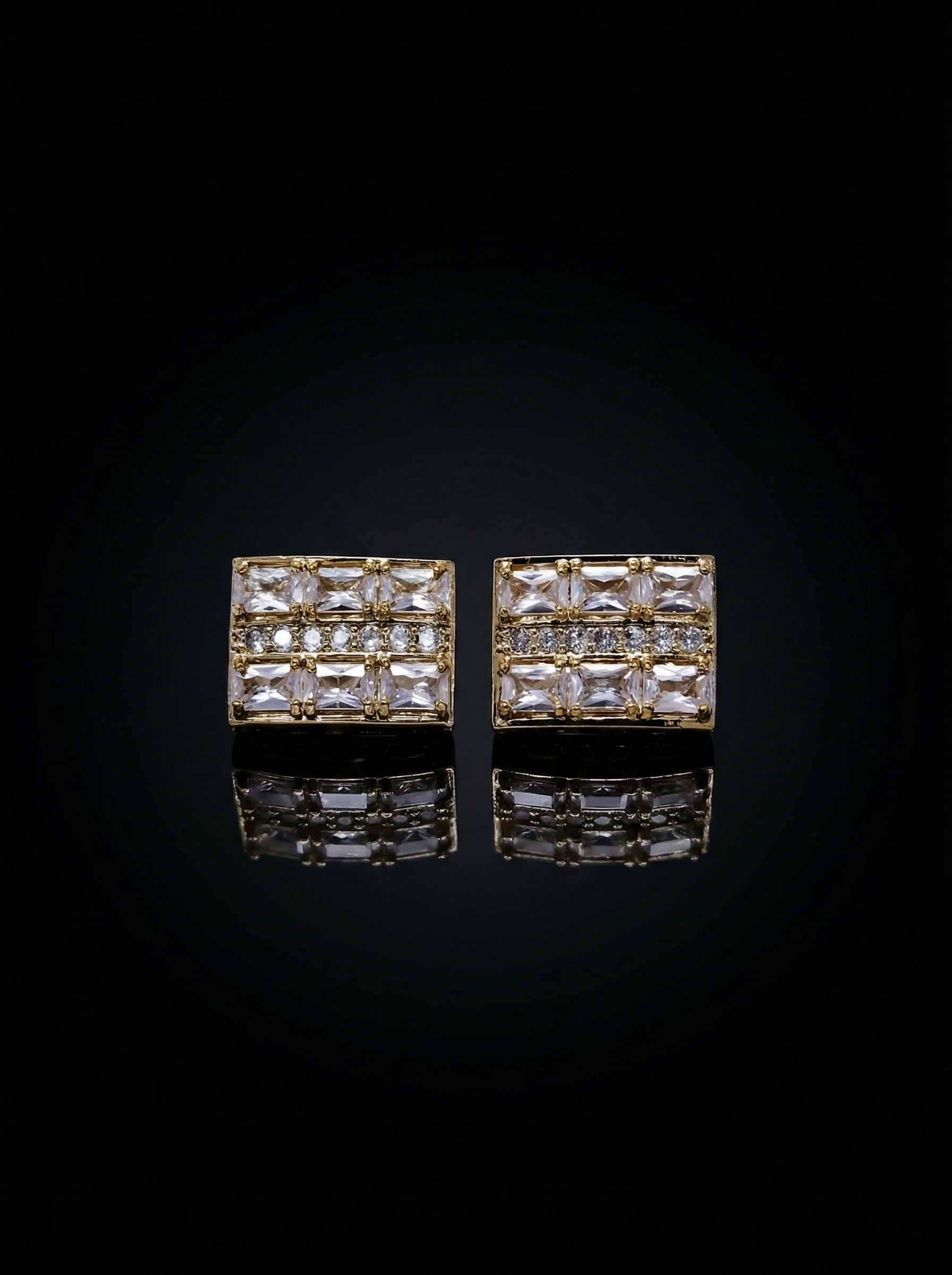 Geometric Gold Crystal Grid Cufflinks Tivaaro