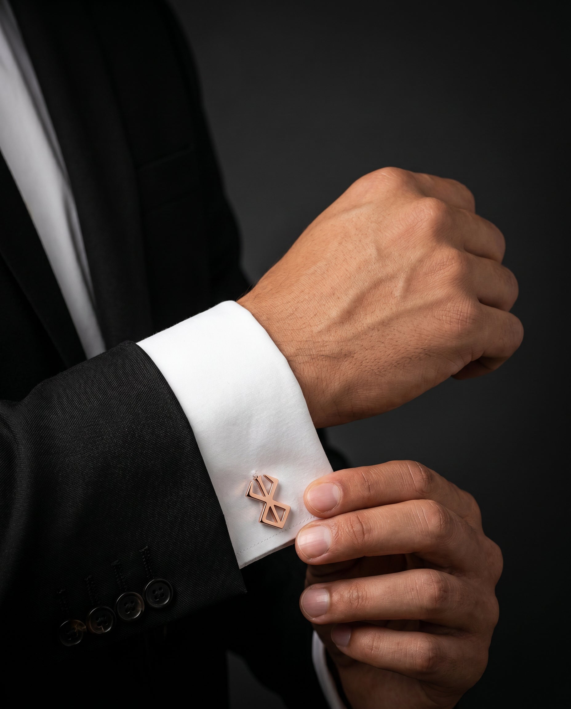 Geometric Openwork Cufflinks by Tivaaro - worn on cuff