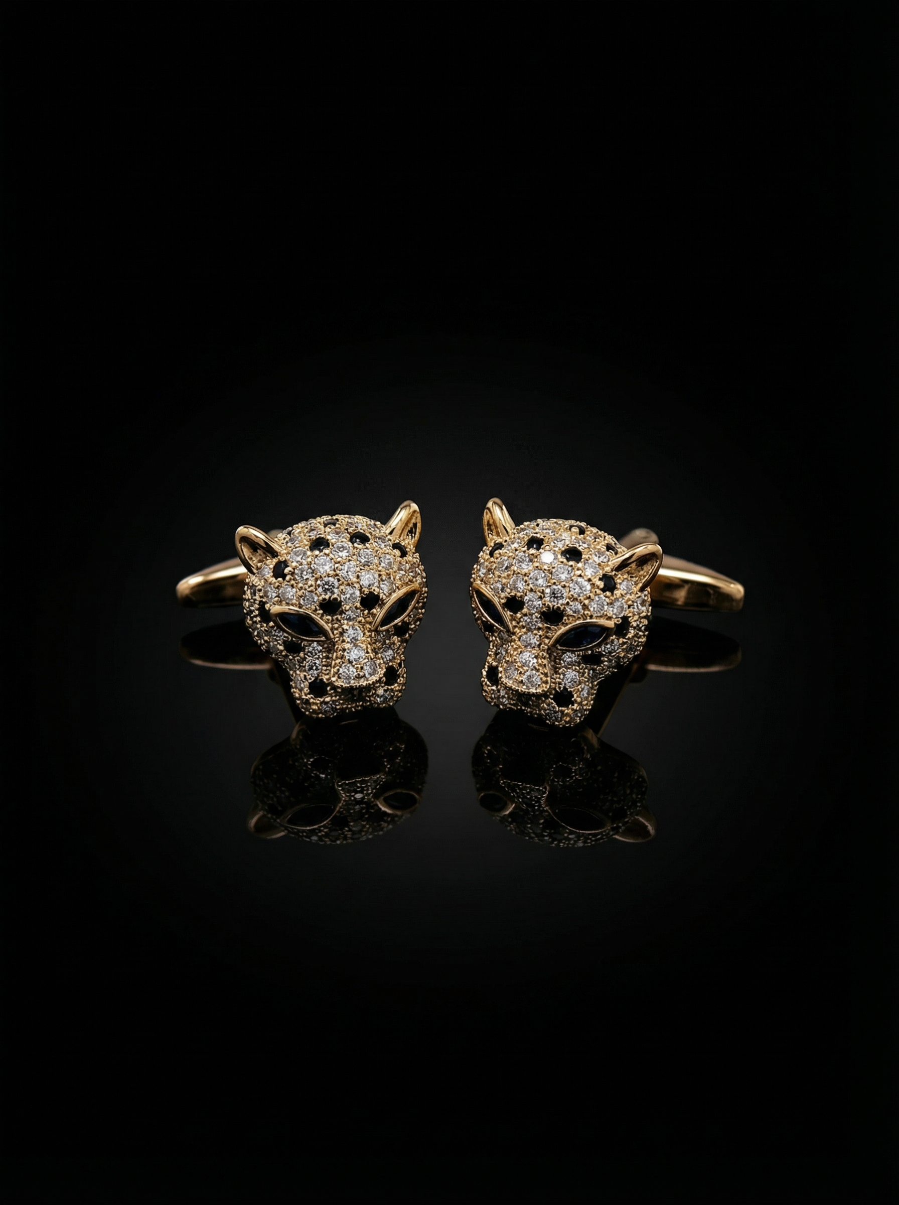 Gold Jeweled Leopard Cufflinks Tivaaro