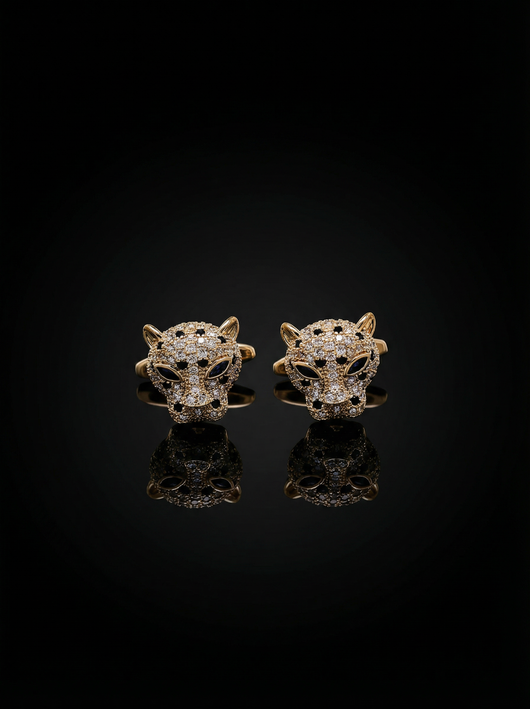 Gold Jeweled Leopard Cufflinks Tivaaro