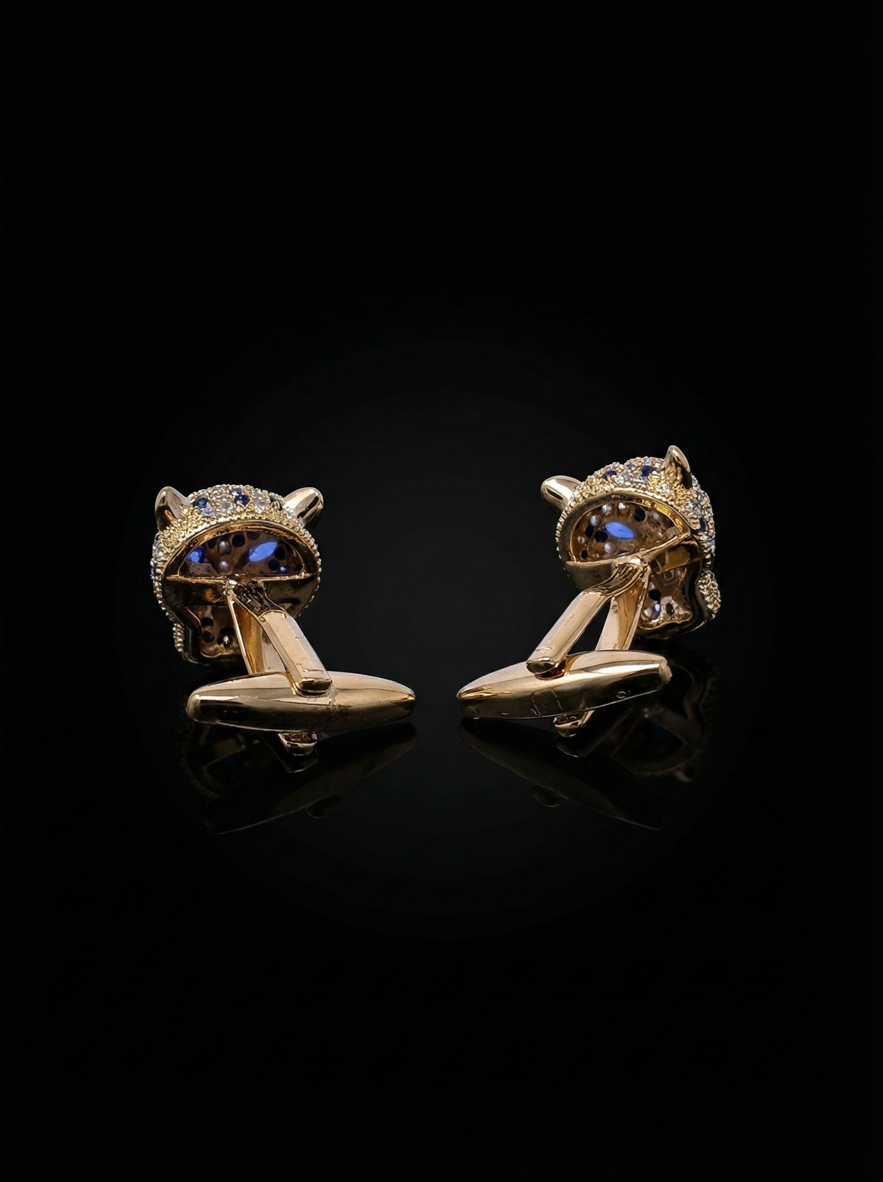 Gold Jeweled Leopard Cufflinks Tivaaro