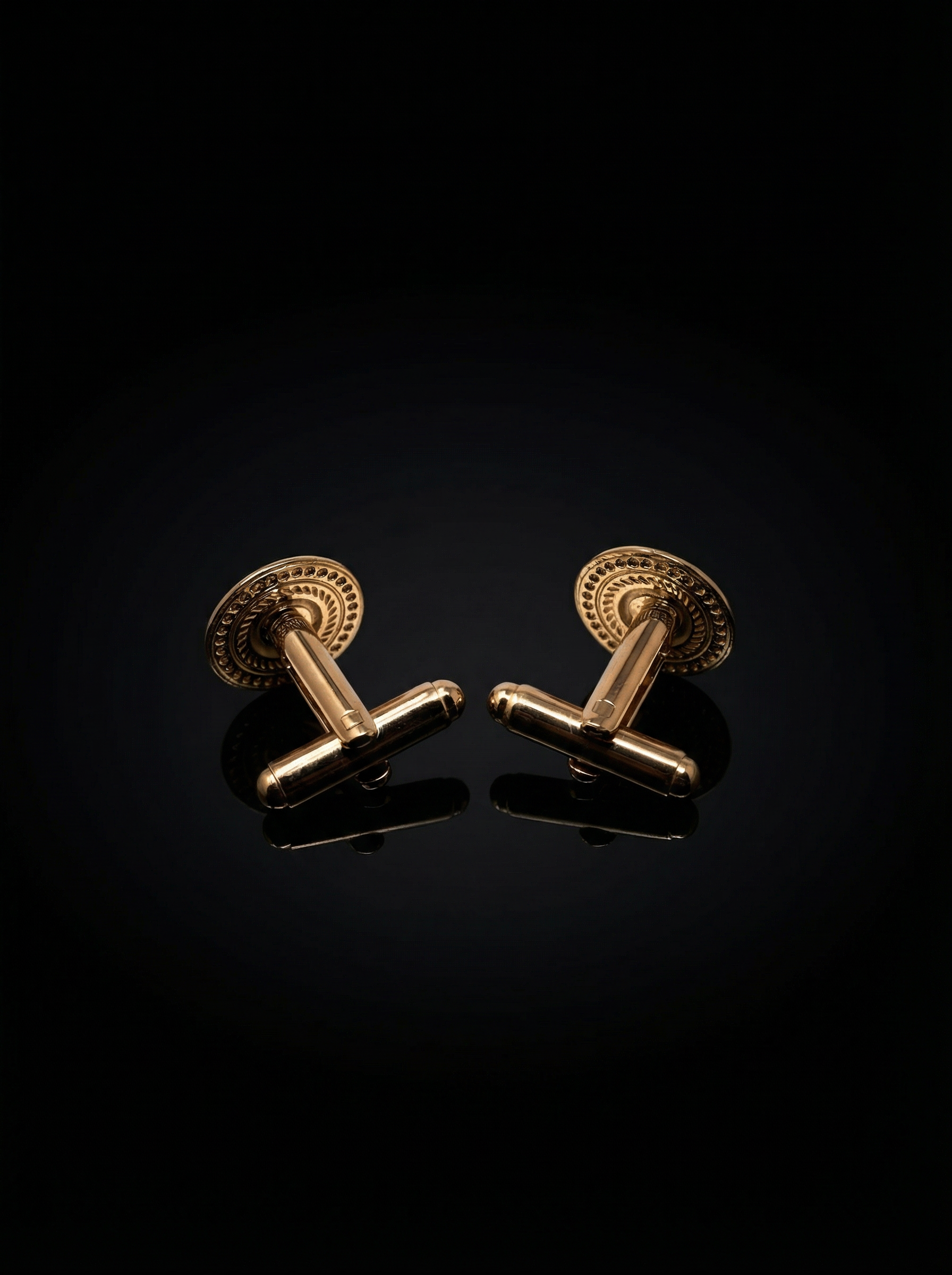 Gold Ornate Black Center Cufflinks Tivaaro