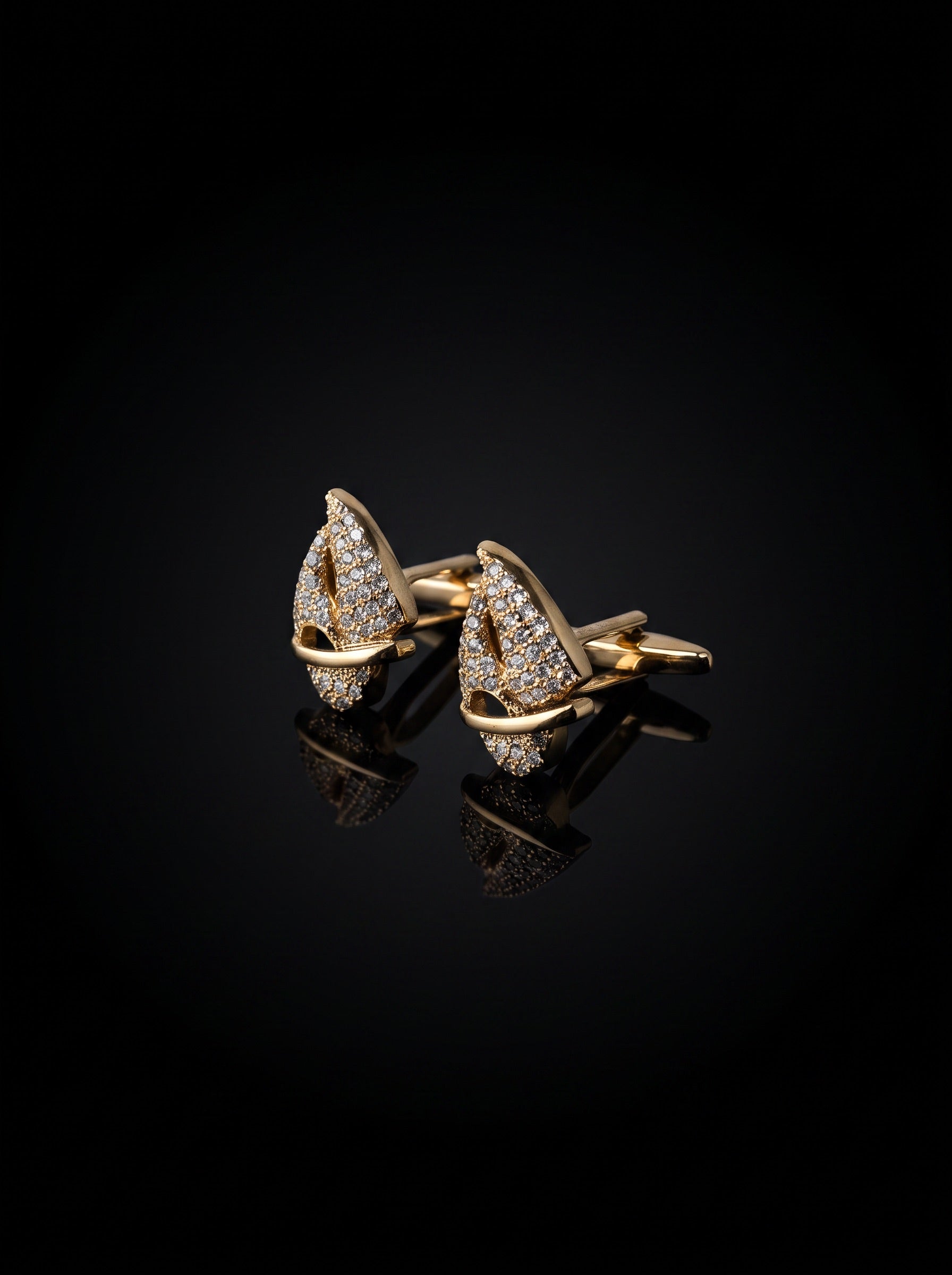 Gold-Tone Pavé Crystal Sail Cufflinks